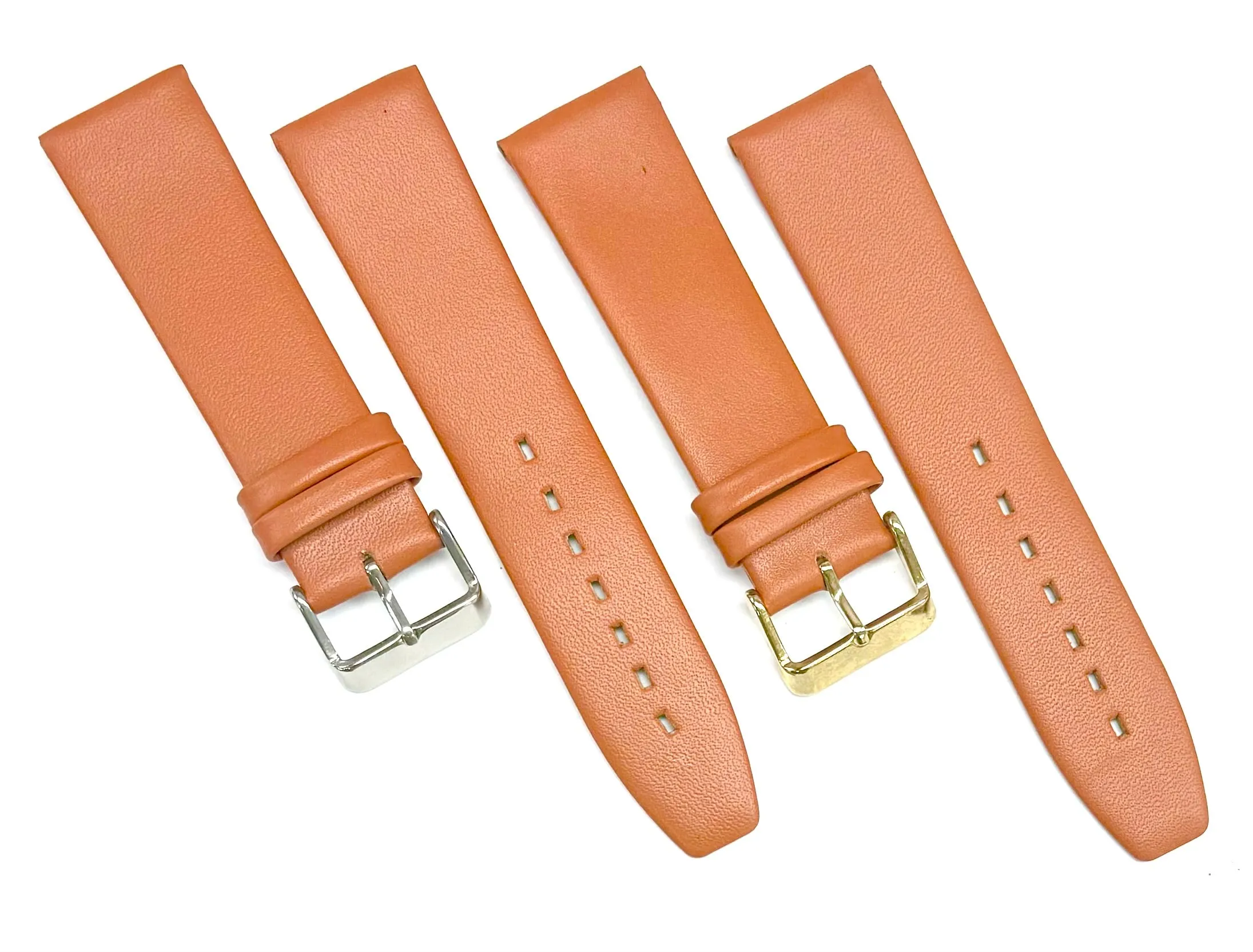 (18-24) mm Genuine Leather Plain Tan Color, Flat & Unstitched Watch Band