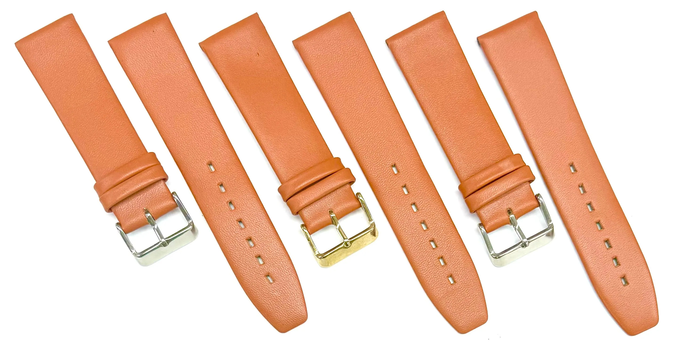 (18-24) mm Genuine Leather Plain Tan Color, Flat & Unstitched Watch Band