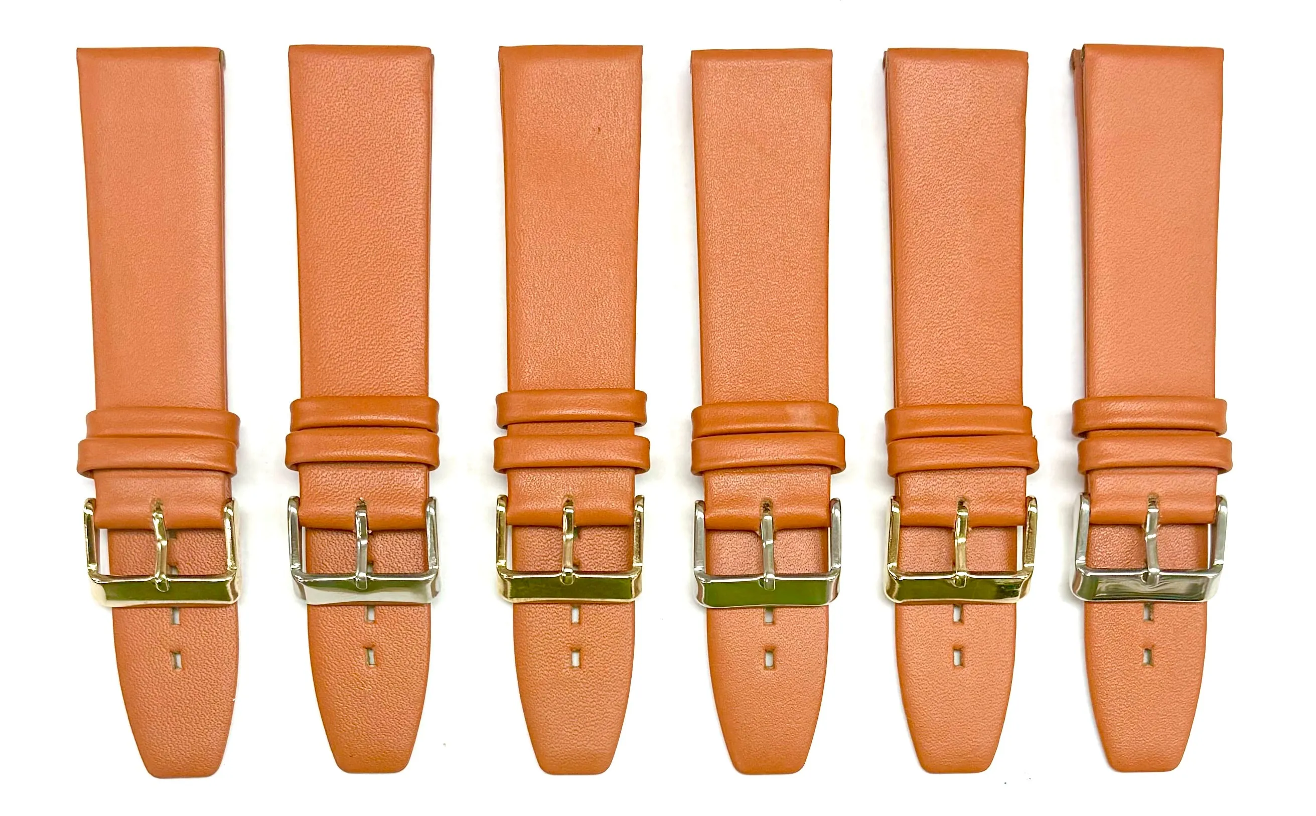 (18-24) mm Genuine Leather Plain Tan Color, Flat & Unstitched Watch Band