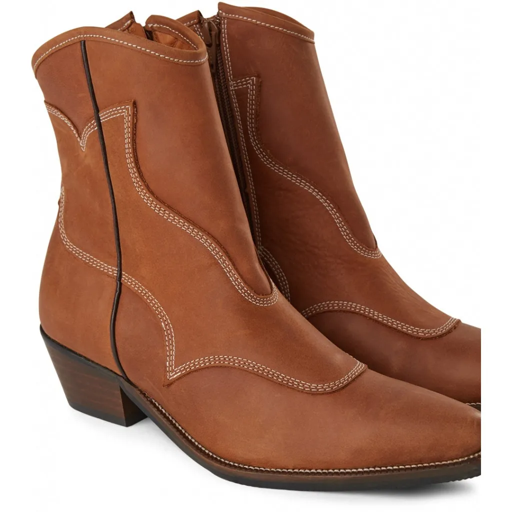 Arietta Leather Boot - BROWN