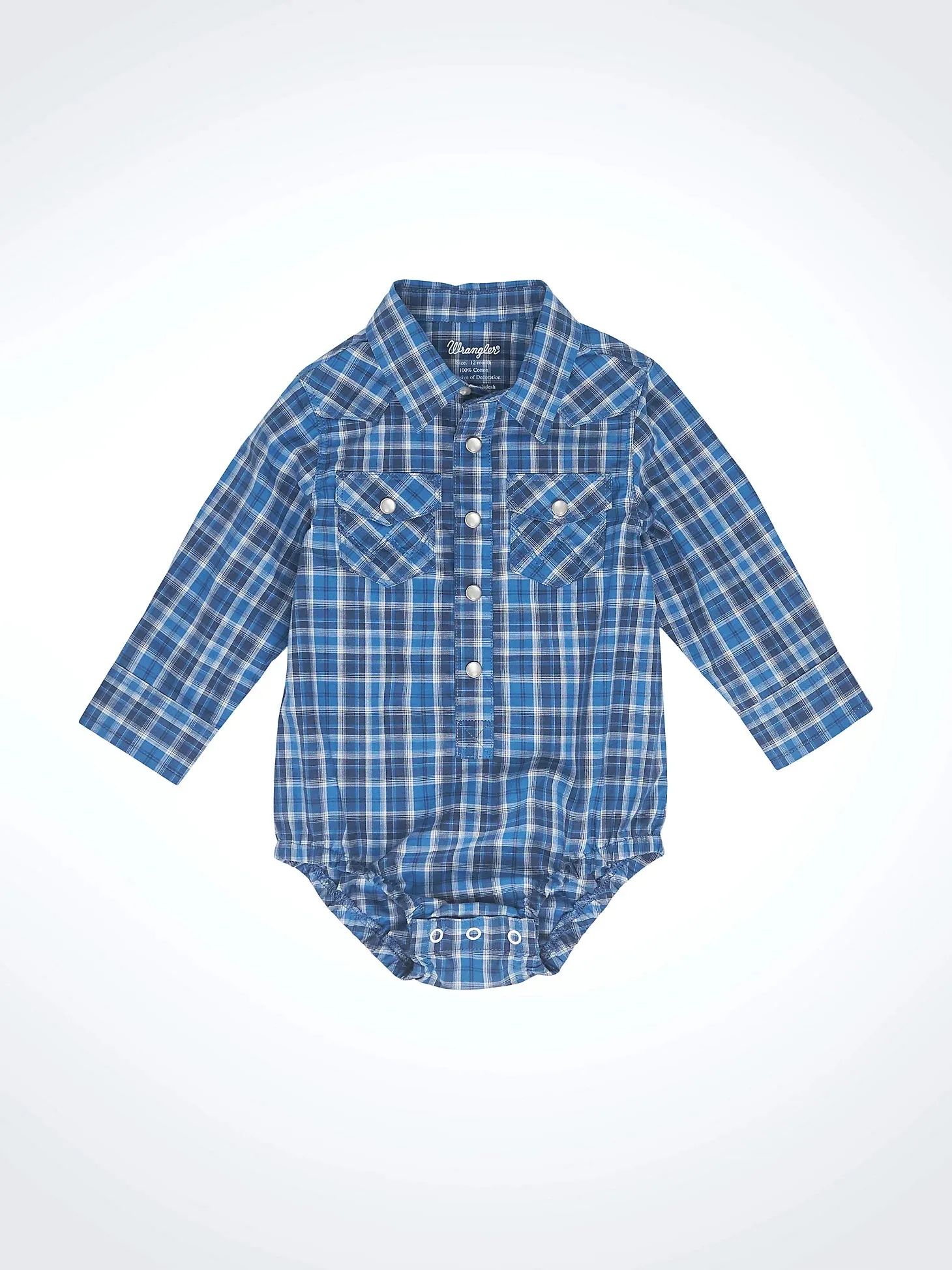 Baby Boy's Wrangler Blue Plaid Onesie