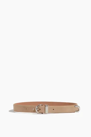 Bambi Skinny Belt with Silver Hardware in Nude