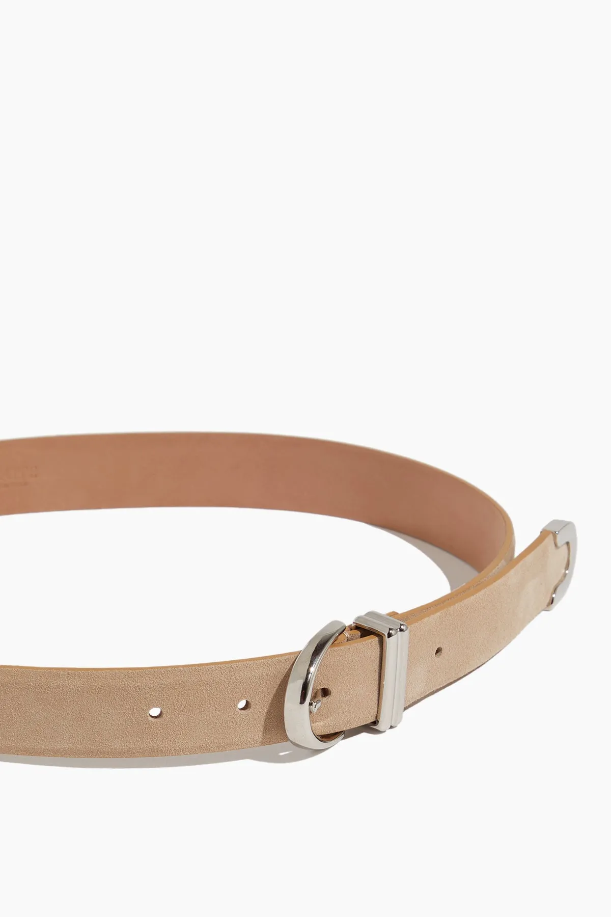 Bambi Skinny Belt with Silver Hardware in Nude