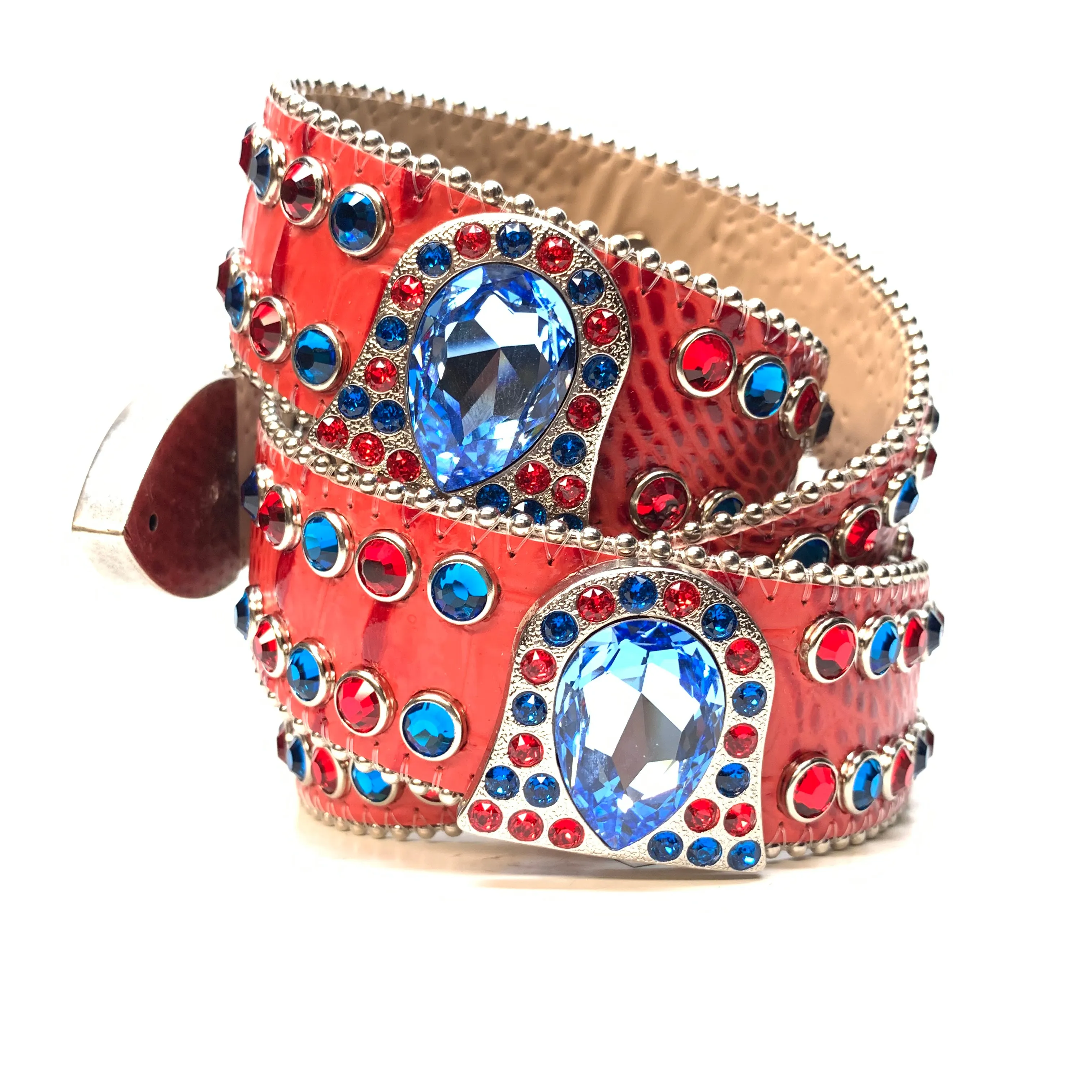 b.b. Simon Skull Red Blue Double Row Belt