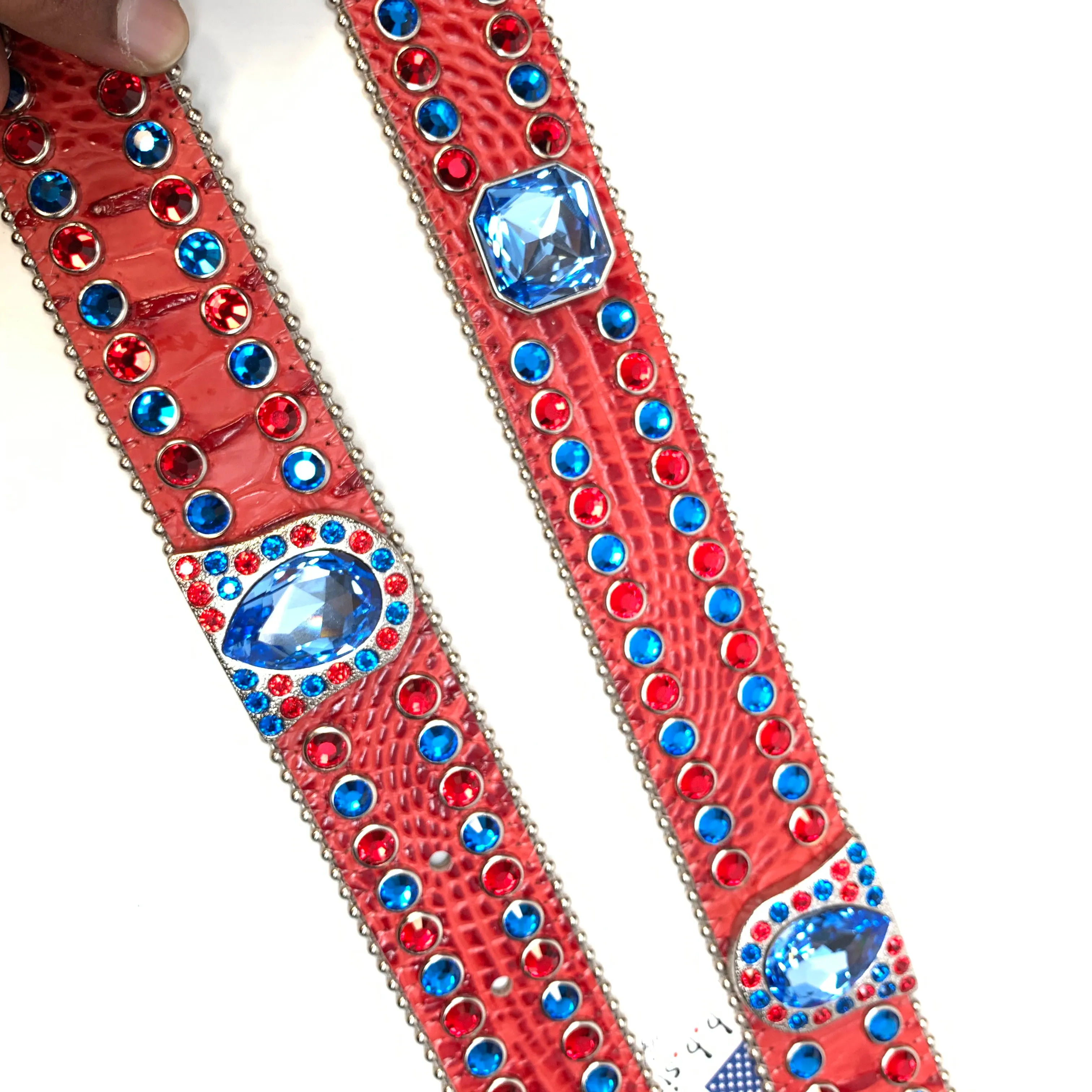 b.b. Simon Skull Red Blue Double Row Belt