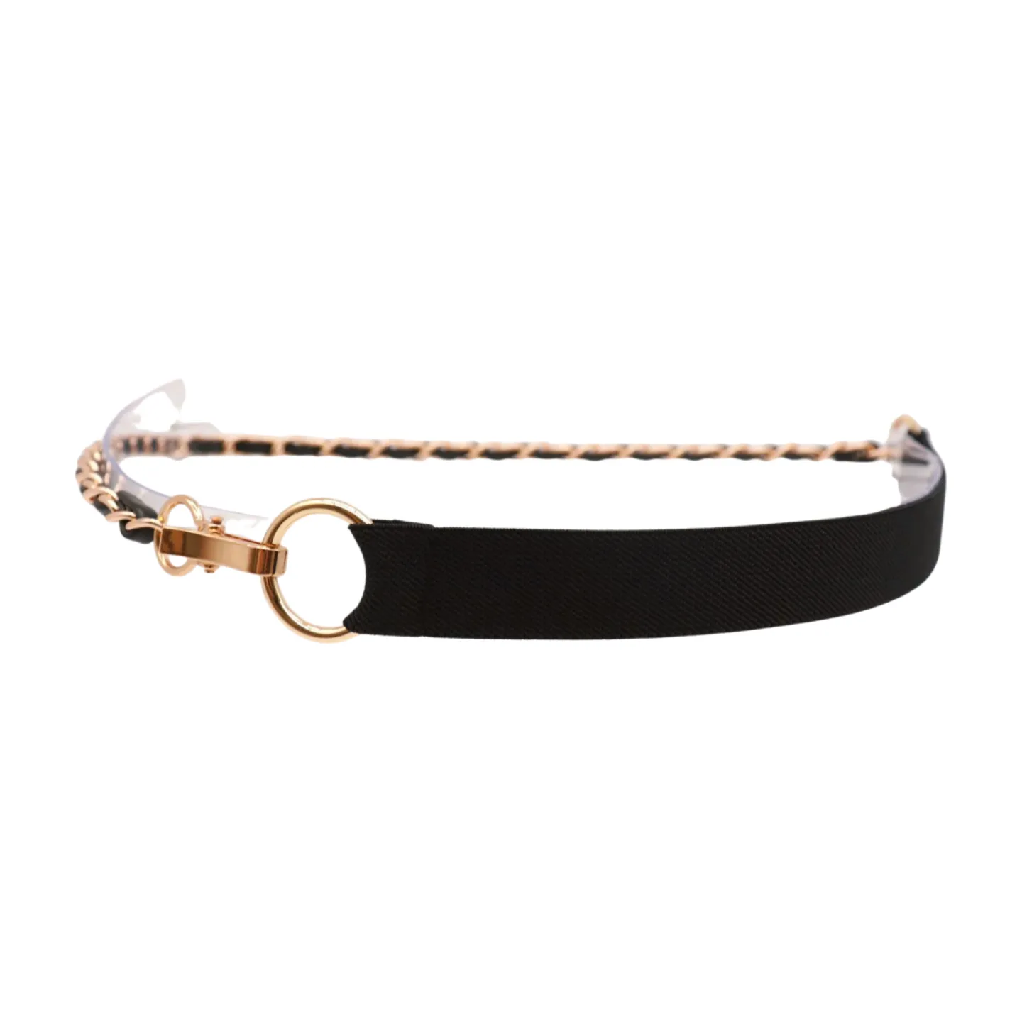 Black Elastic Band Belt Gold Metal Chain S M