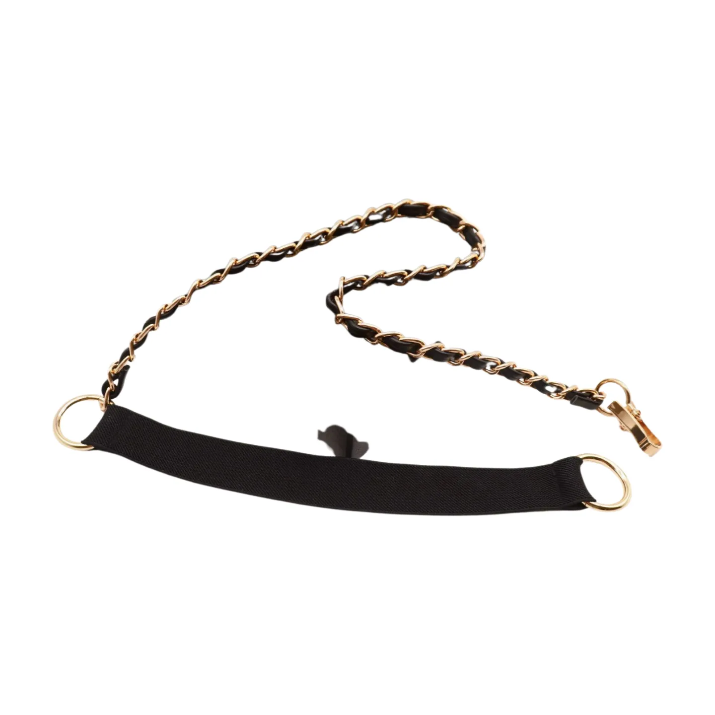 Black Elastic Band Belt Gold Metal Chain S M