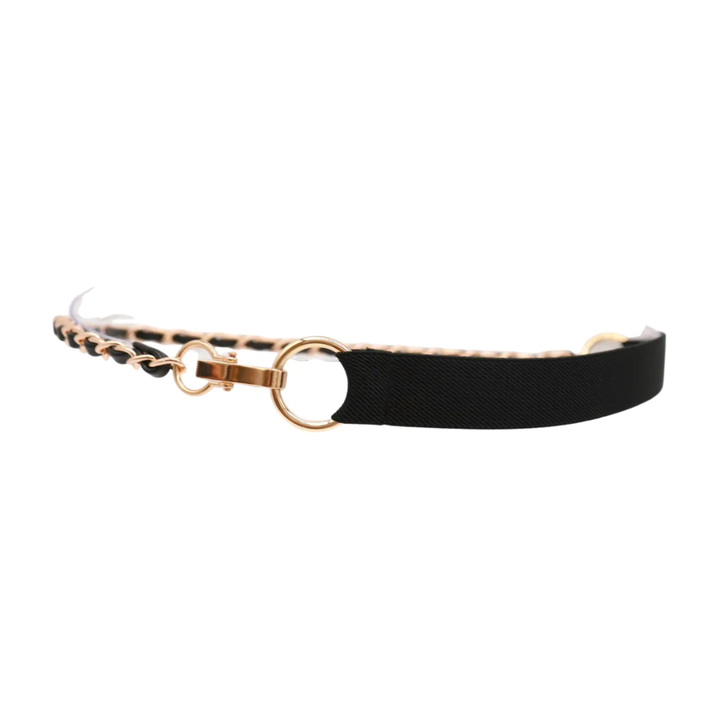 Black Elastic Band Belt Gold Metal Chain S M