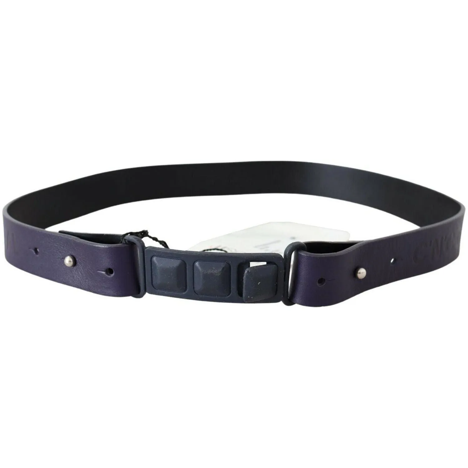 Black Leather Normal Logo Buckle Waist Belt