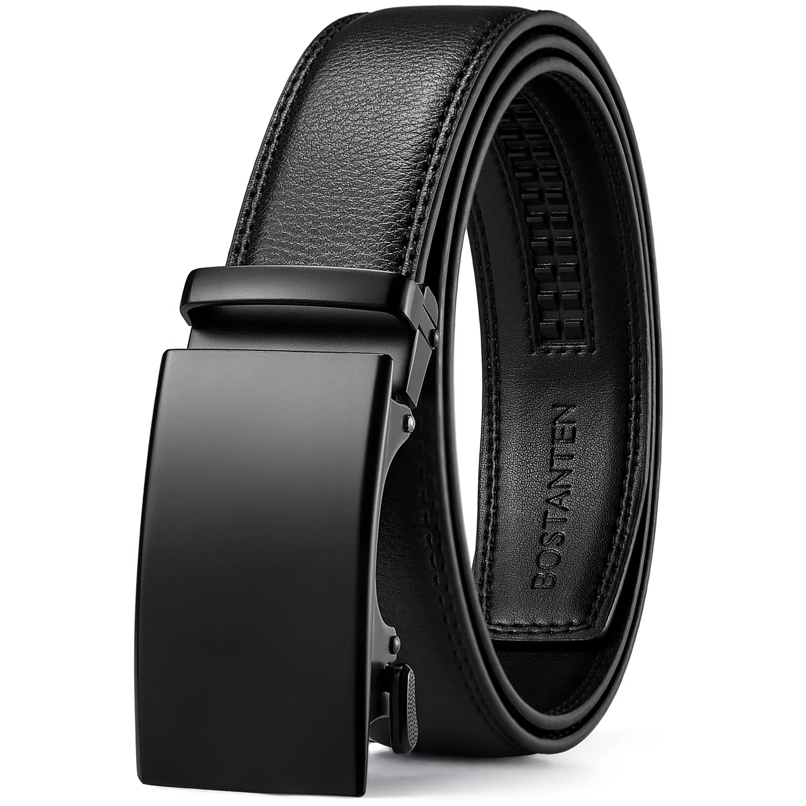 BOSTANTEN Mens Belt Leather Ratchet Belt For Men Dress and Casual with Adjustable Buckle, Trim to Fit