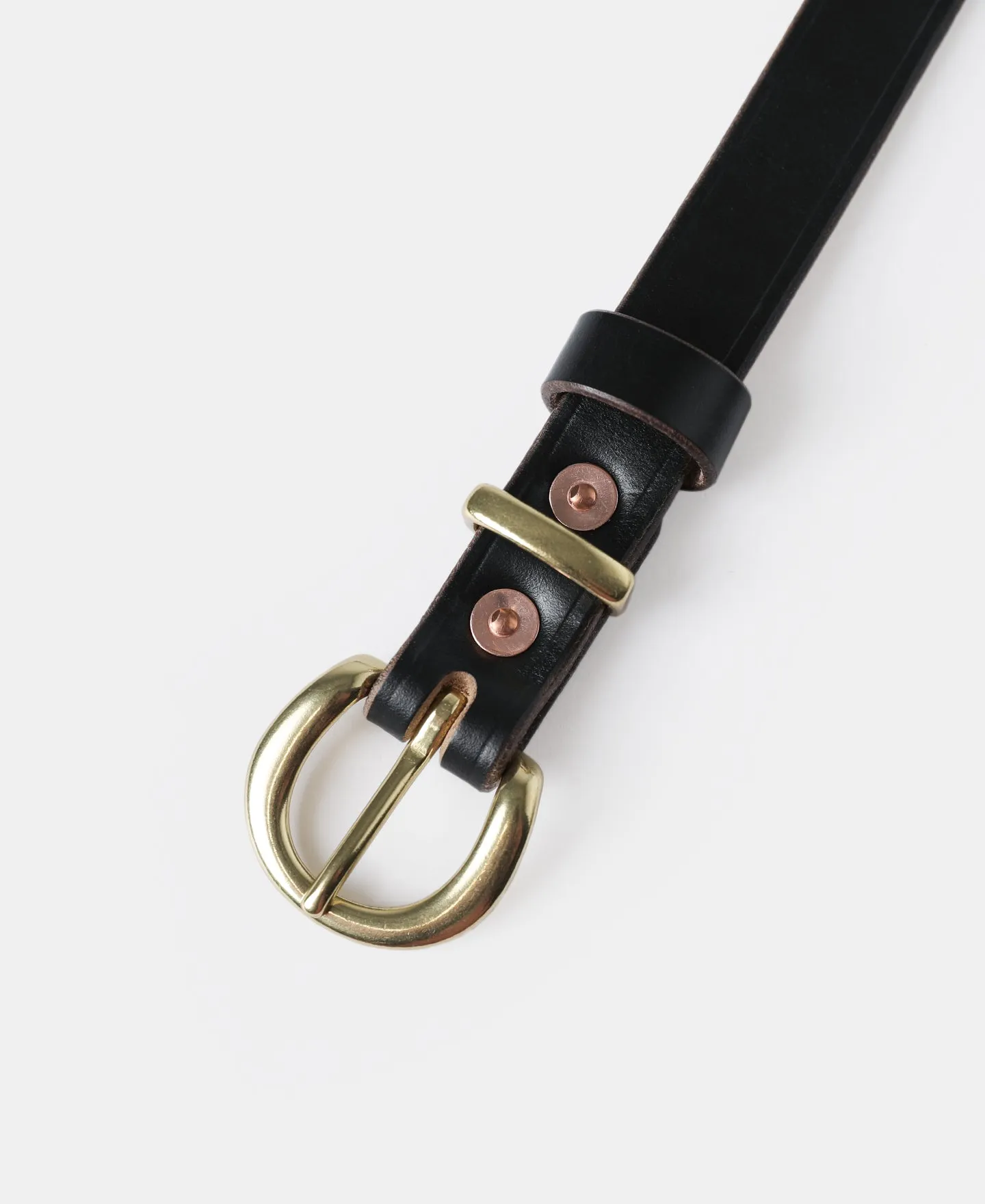 Brass Horseshoe Buckle Slim Leather Belt