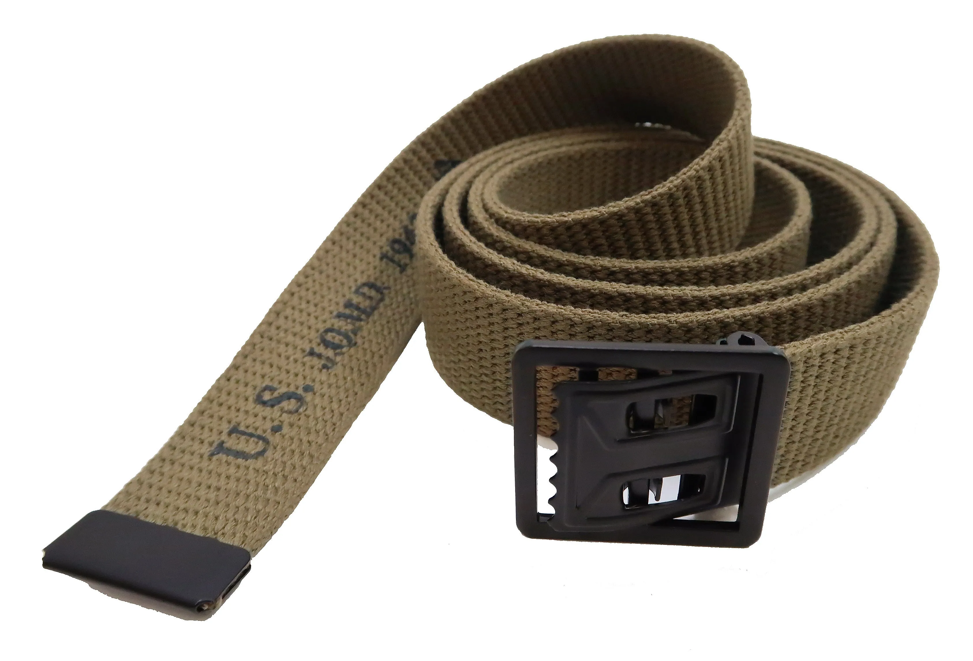 Buzz Rickson Belt Men's Repro M-1937 WW2 US Army GI Cotton Webbing Belt BR02719 Khaki