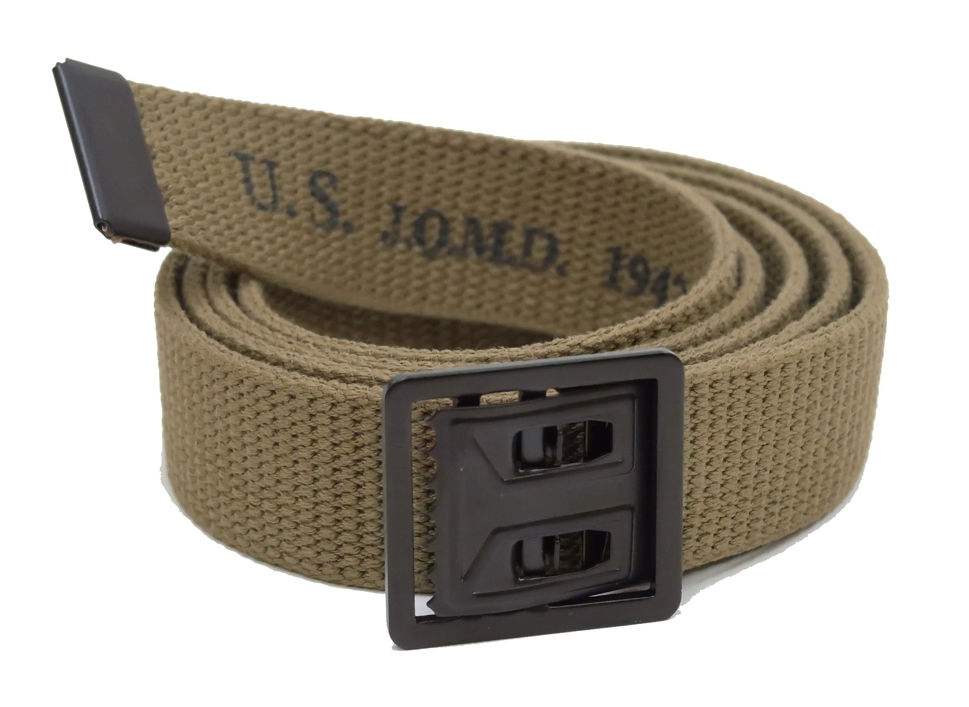 Buzz Rickson Belt Men's Repro M-1937 WW2 US Army GI Cotton Webbing Belt BR02719 Khaki