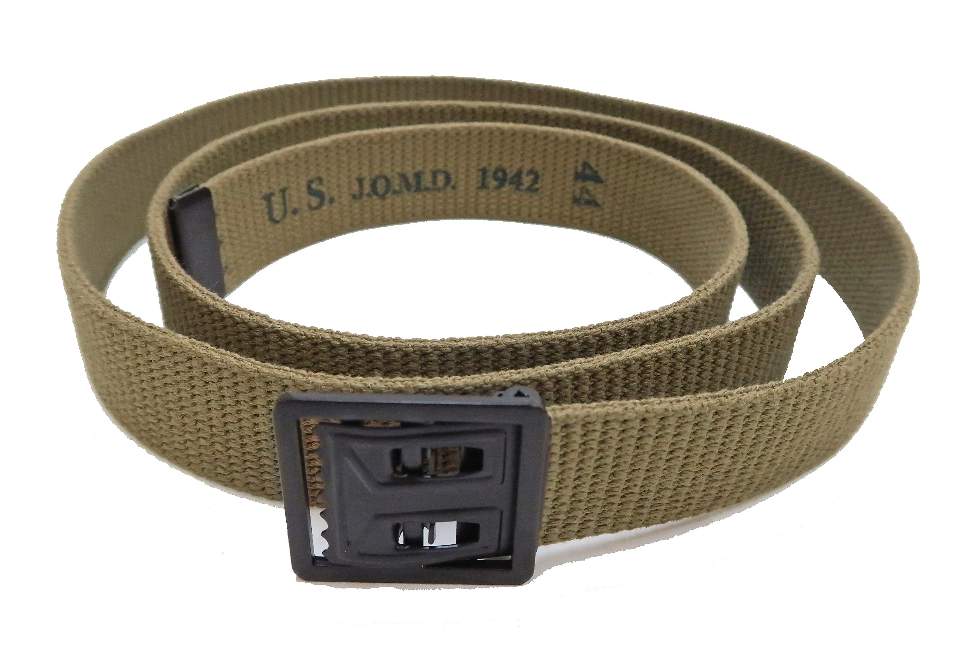 Buzz Rickson Belt Men's Repro M-1937 WW2 US Army GI Cotton Webbing Belt BR02719 Khaki