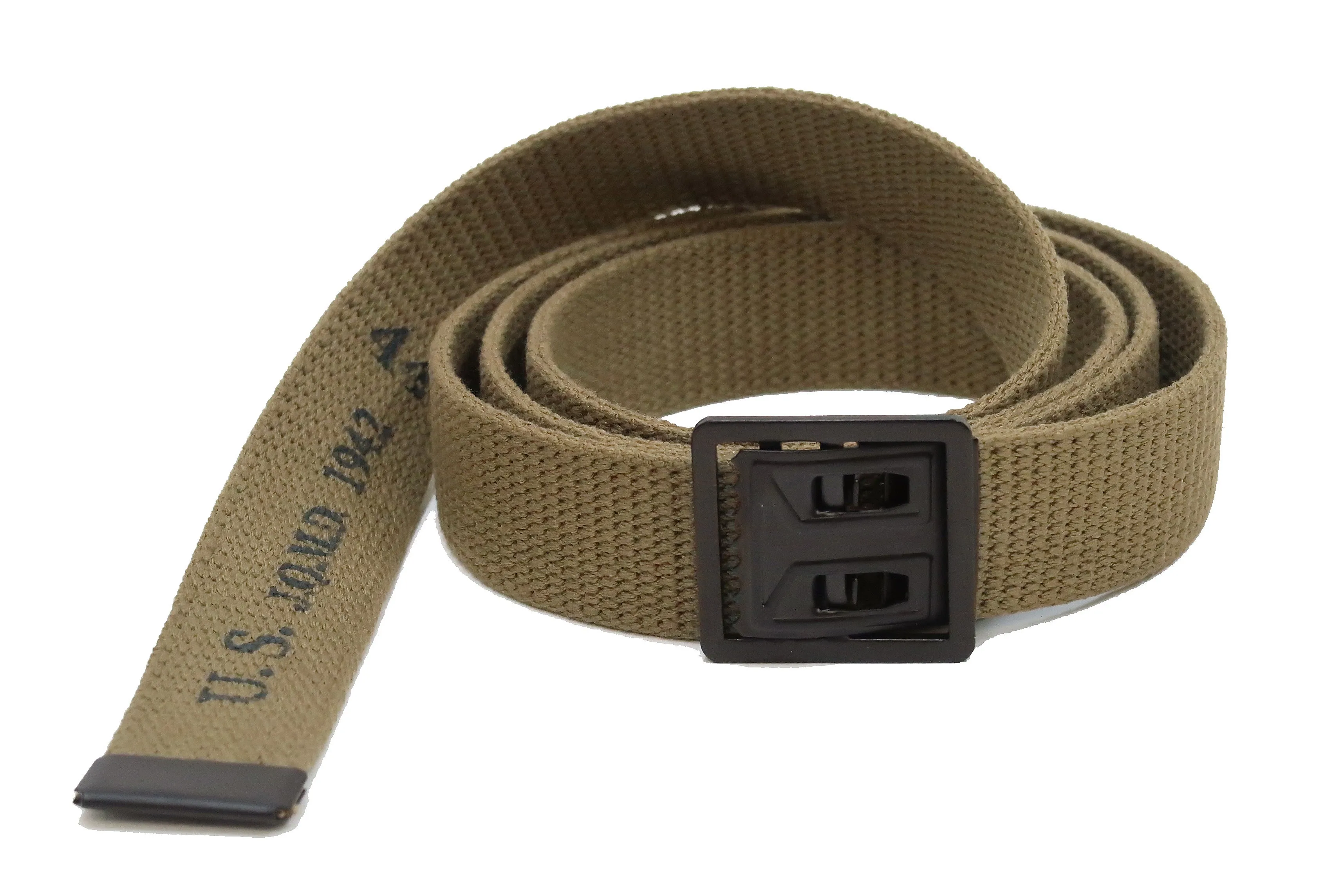 Buzz Rickson Belt Men's Repro M-1937 WW2 US Army GI Cotton Webbing Belt BR02719 Khaki