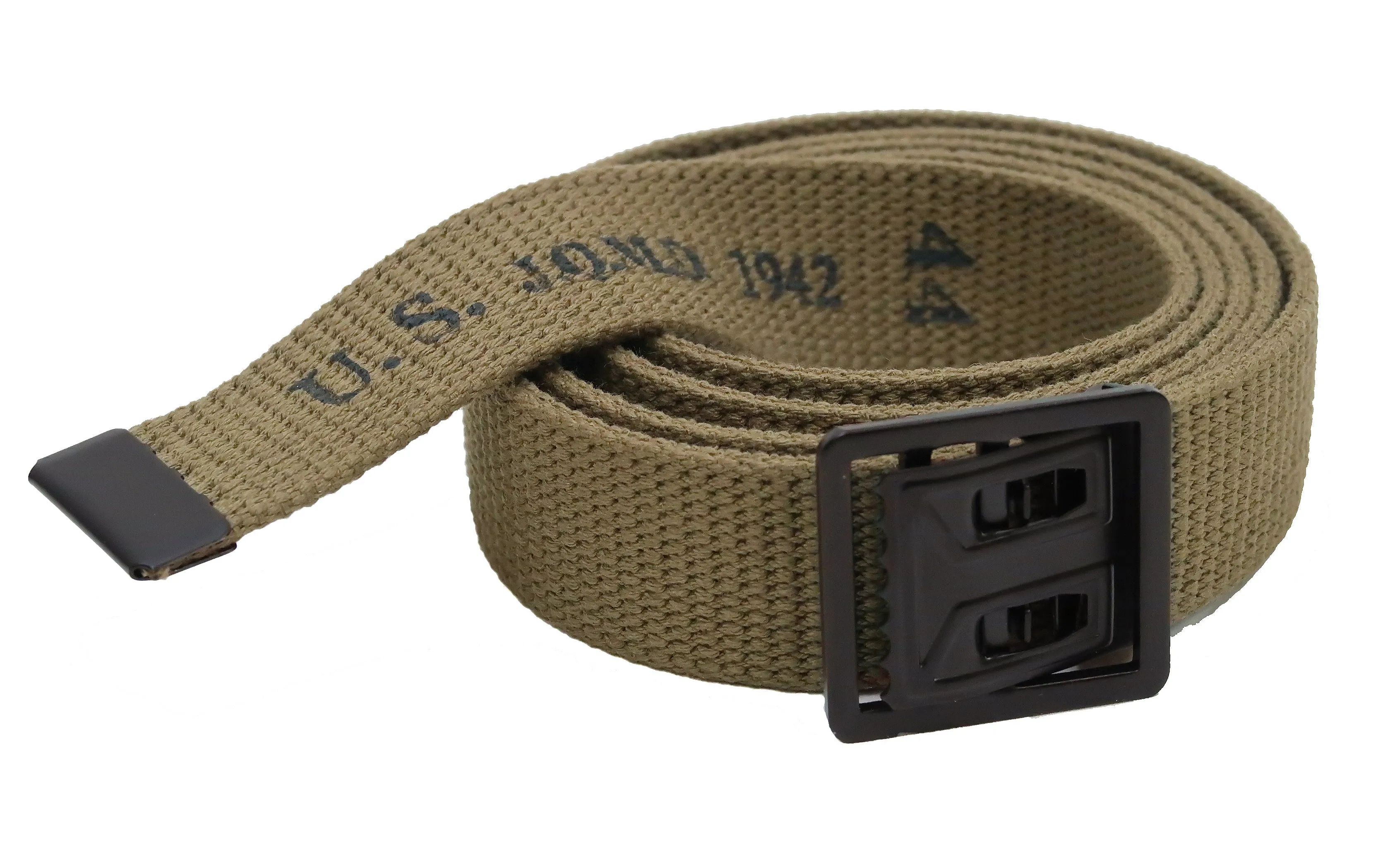 Buzz Rickson Belt Men's Repro M-1937 WW2 US Army GI Cotton Webbing Belt BR02719 Khaki