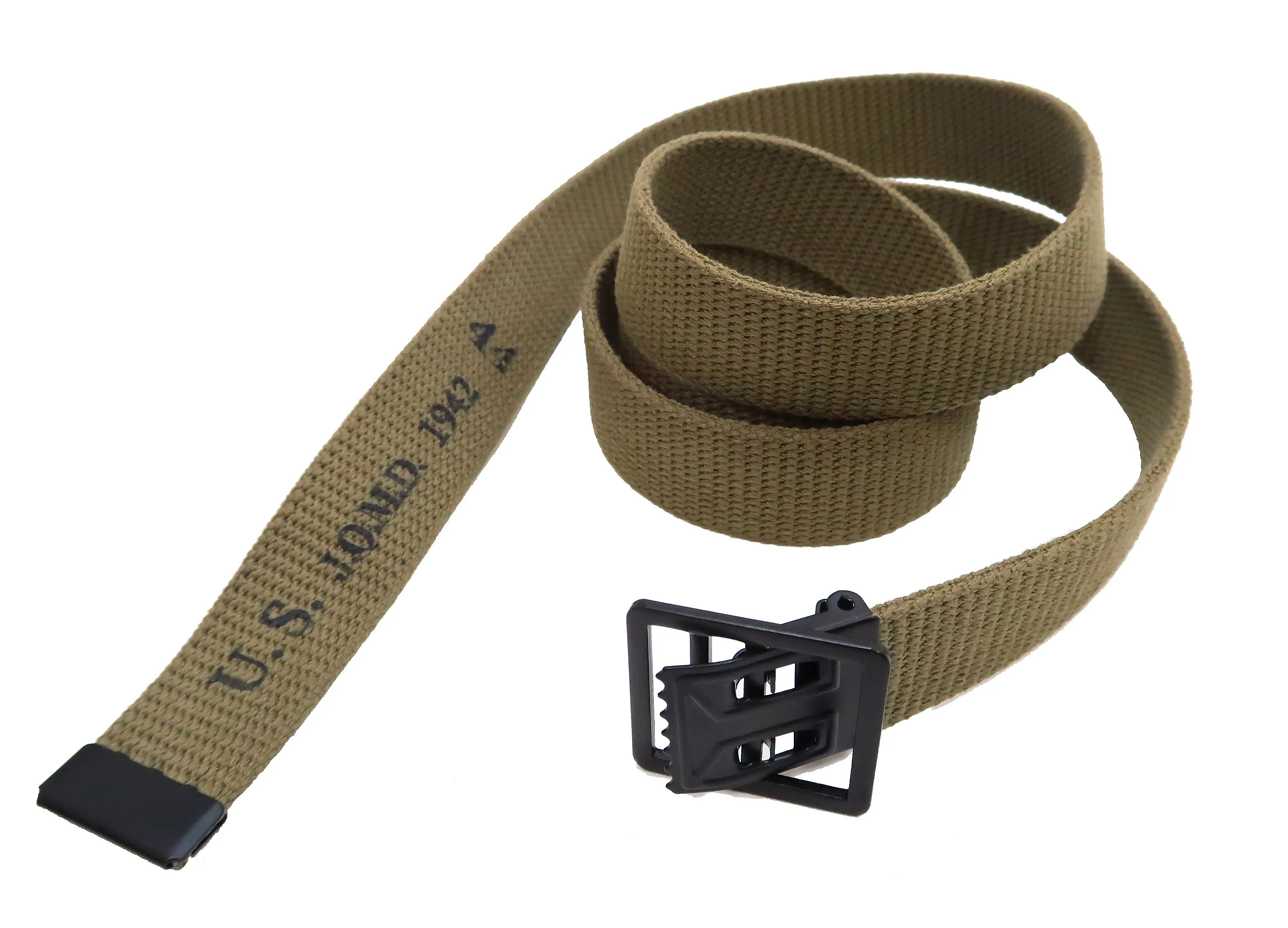 Buzz Rickson Belt Men's Repro M-1937 WW2 US Army GI Cotton Webbing Belt BR02719 Khaki