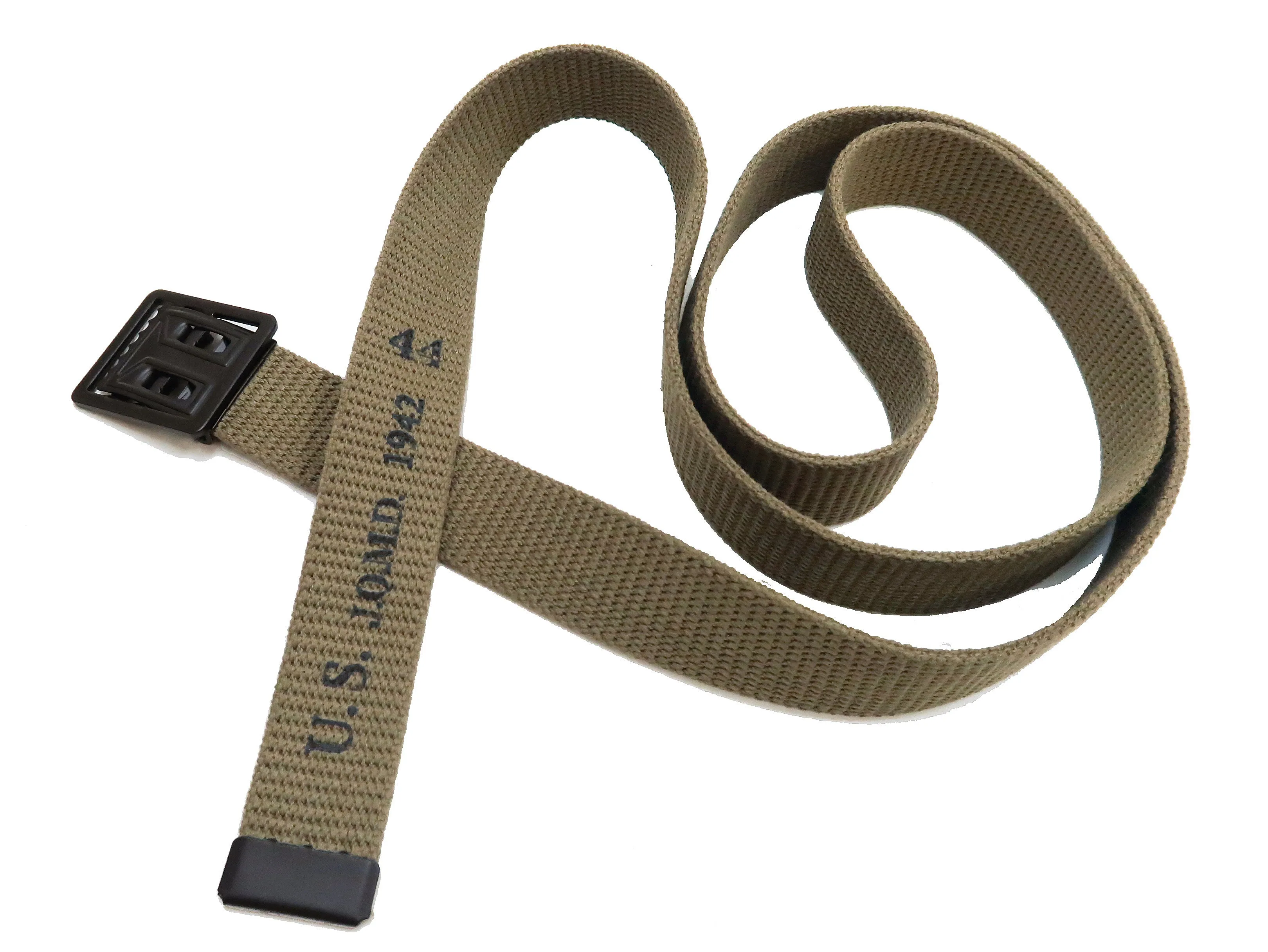 Buzz Rickson Belt Men's Repro M-1937 WW2 US Army GI Cotton Webbing Belt BR02719 Khaki