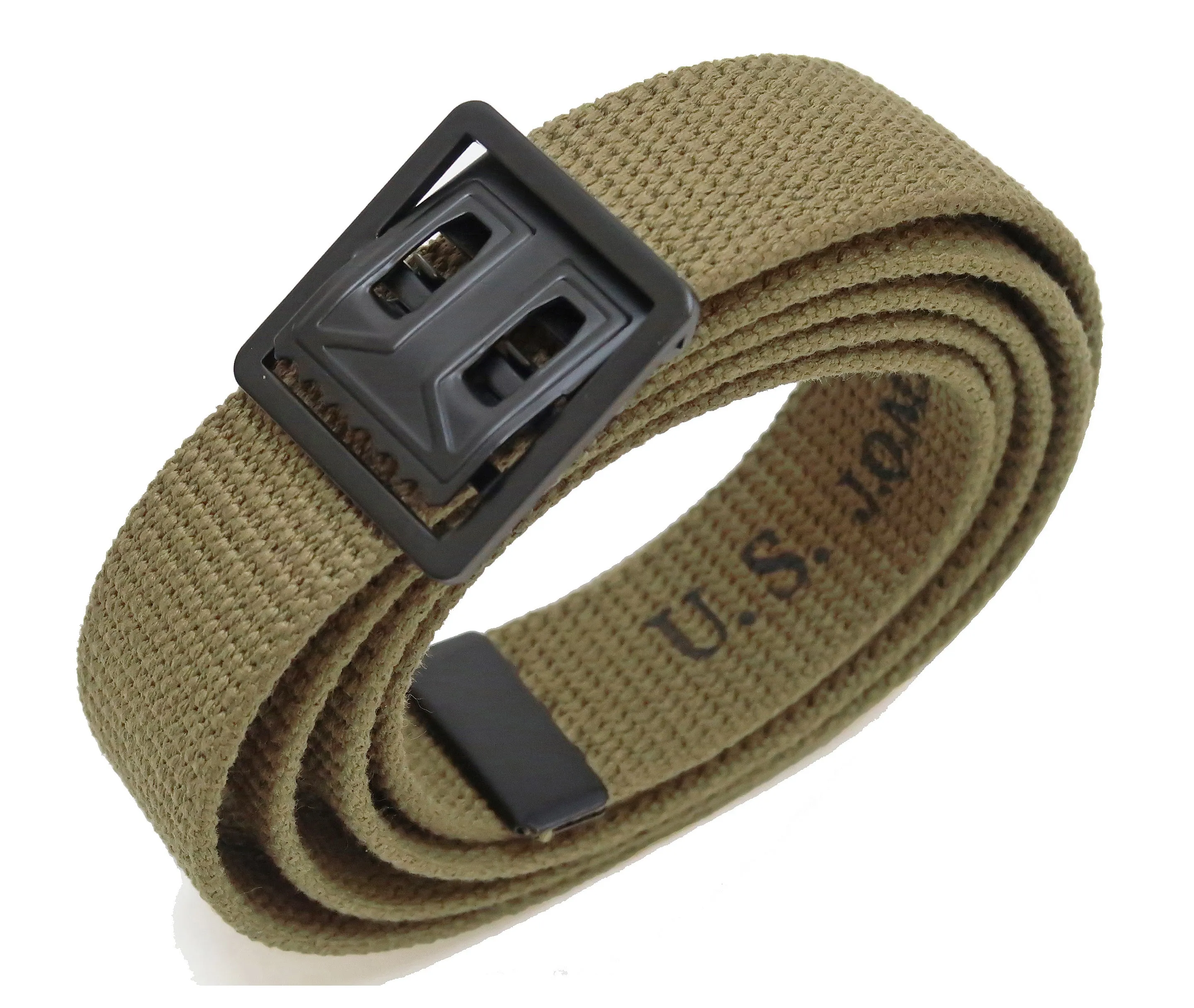 Buzz Rickson Belt Men's Repro M-1937 WW2 US Army GI Cotton Webbing Belt BR02719 Khaki