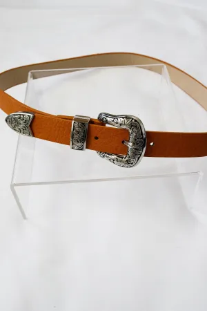 Camel Double Buckle Western Belt