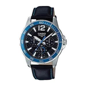 Casio Men's Marine Sports Diver Look Black Leather Strap Watch MTD330L-1A2 MTD-330L-1A2