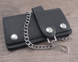 Chain Wallet Black Leather Biker