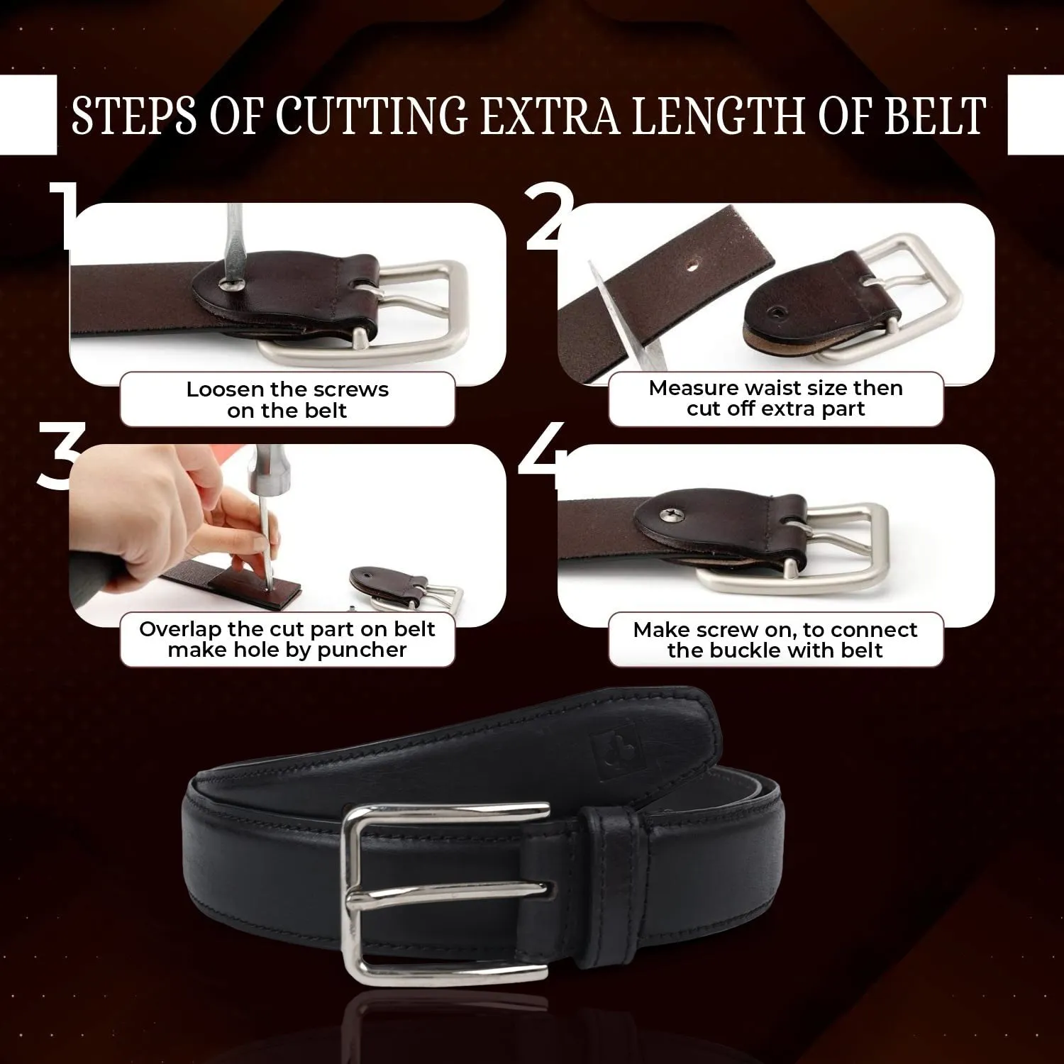 CIMONI Classy Genuine Leather Trendy Travel Formal Office Daytrip Belt ( 1 Year Gurantee)