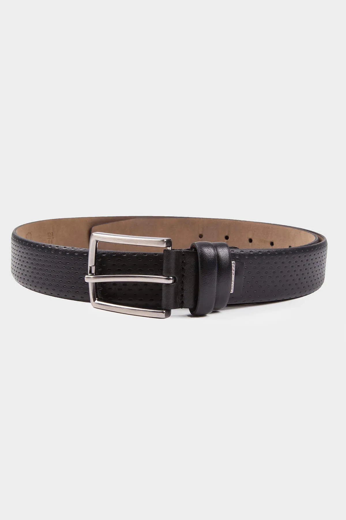 Classic Perforated Leather Black Belt