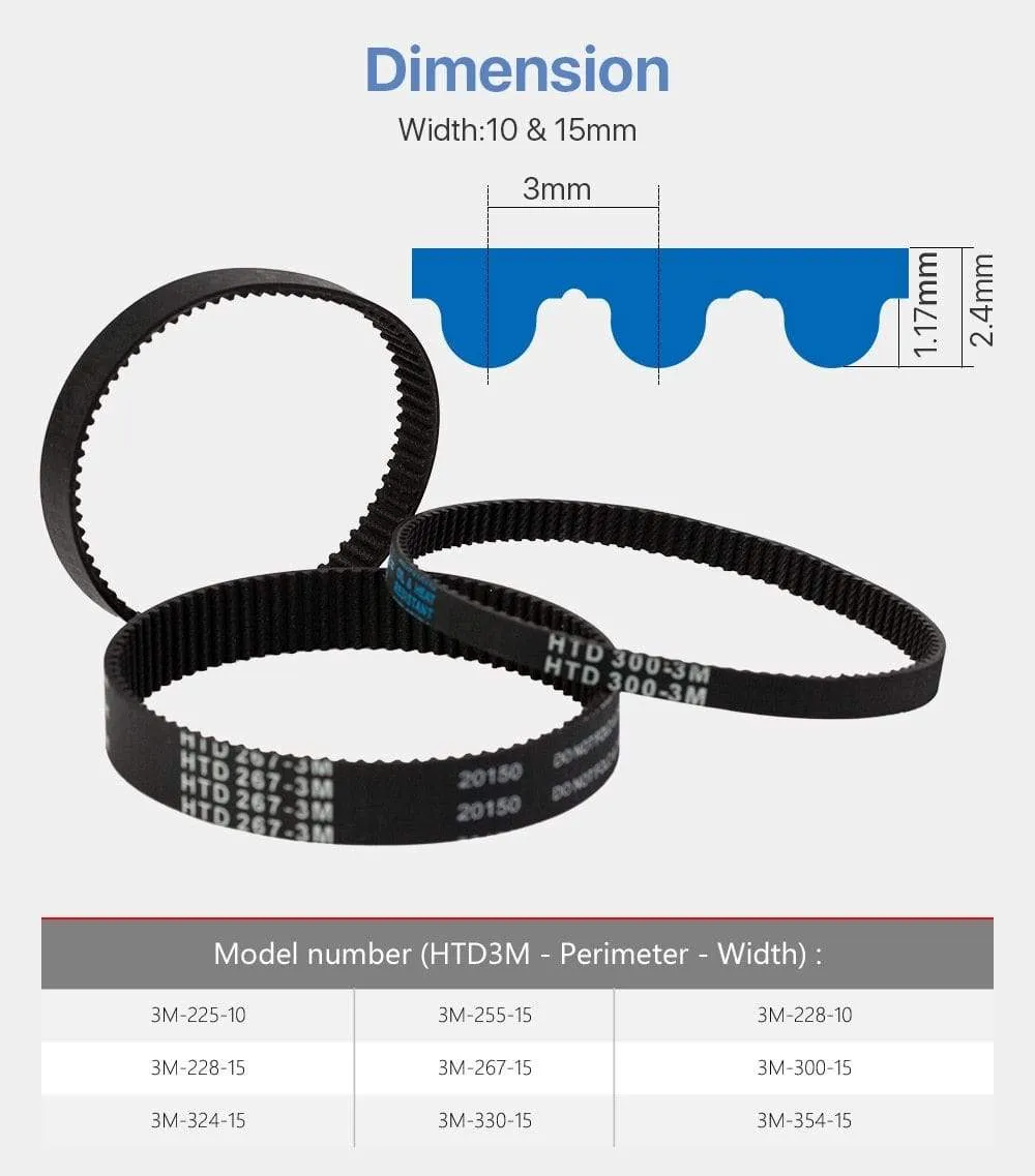 Cloudray HTD 3M Closed Loop Belt Rubber Timing Belt Various Transmission for CO2 Laser Engraving Cutting Machine / 3D Printer