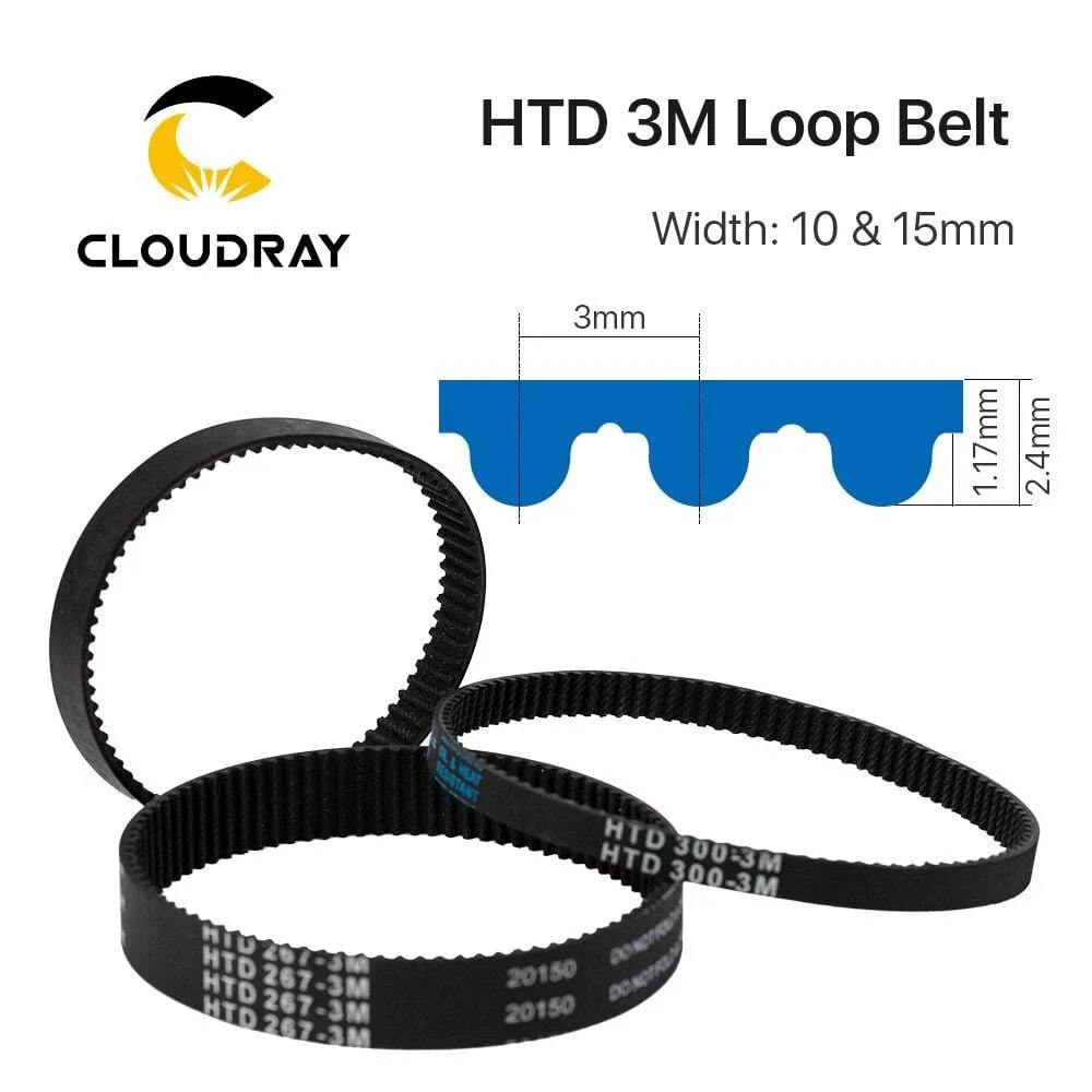 Cloudray HTD 3M Closed Loop Belt Rubber Timing Belt Various Transmission for CO2 Laser Engraving Cutting Machine / 3D Printer