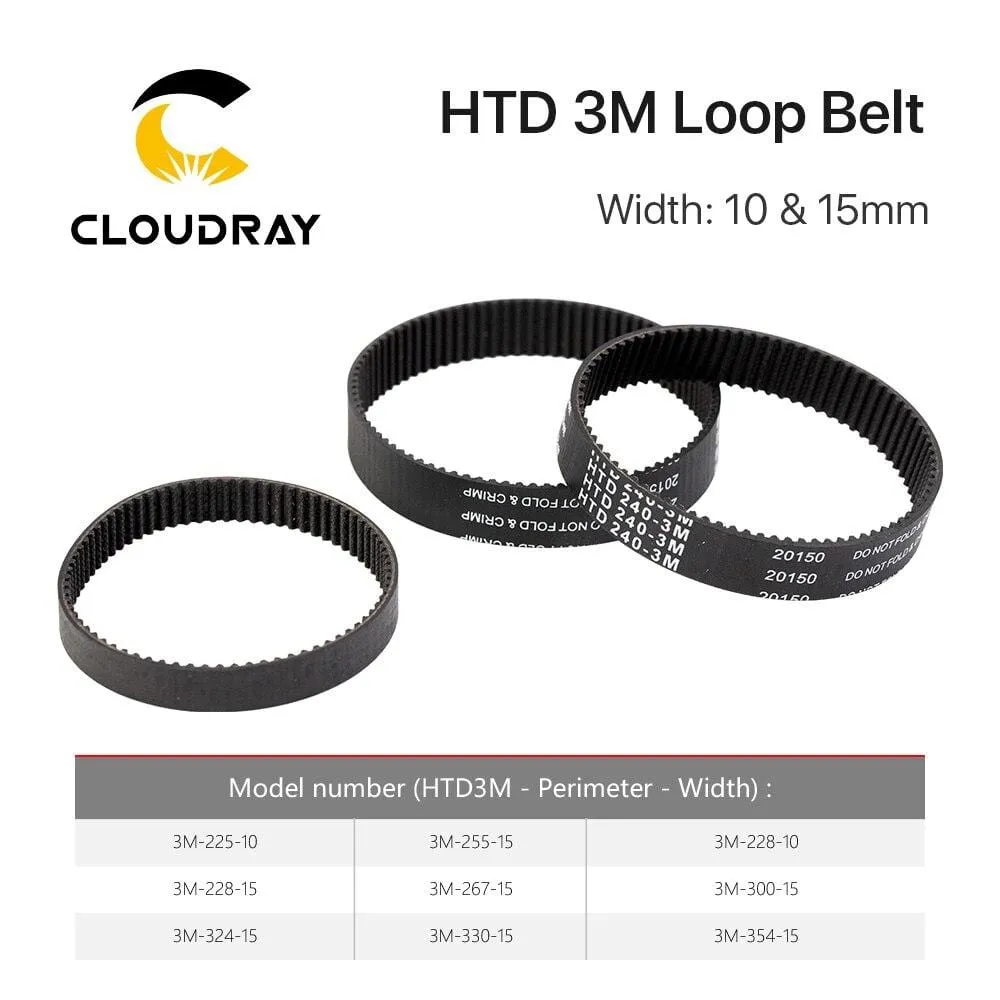 Cloudray HTD 3M Closed Loop Belt Rubber Timing Belt Various Transmission for CO2 Laser Engraving Cutting Machine / 3D Printer