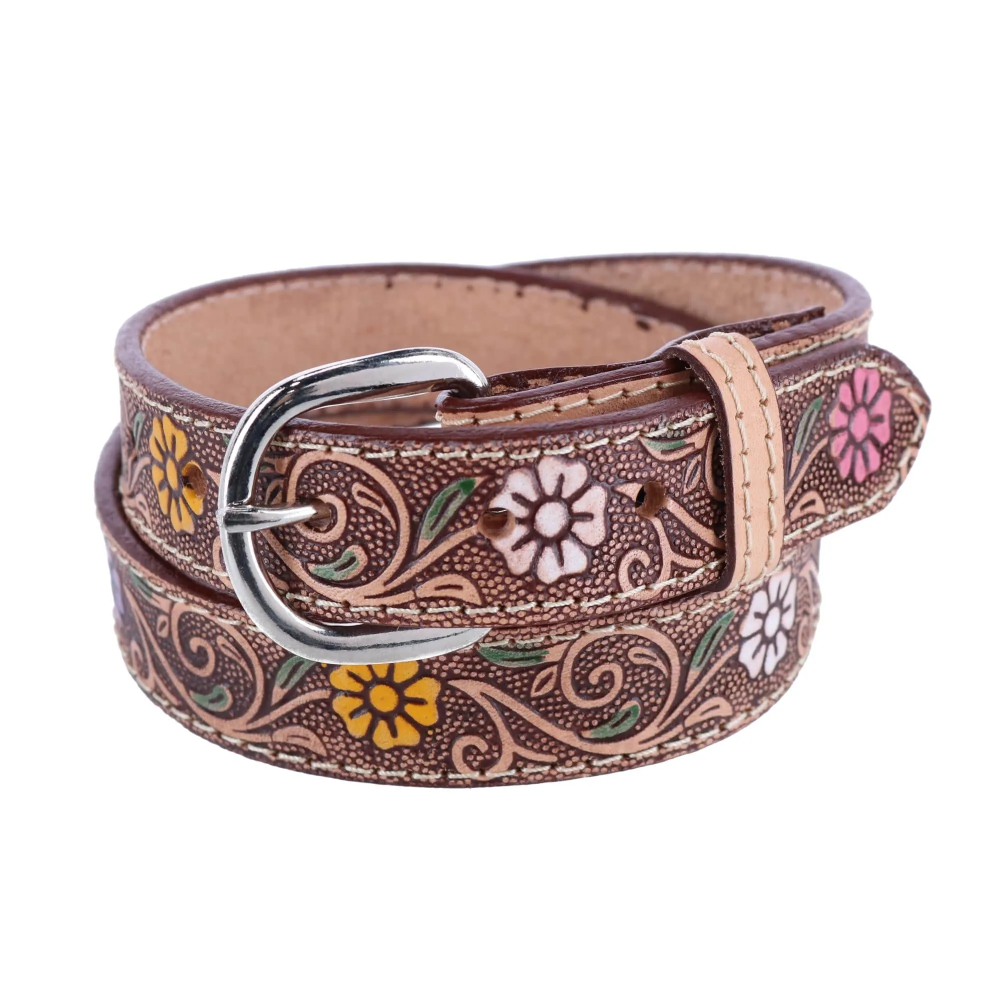 CTM® Girls Floral Embossed Belt