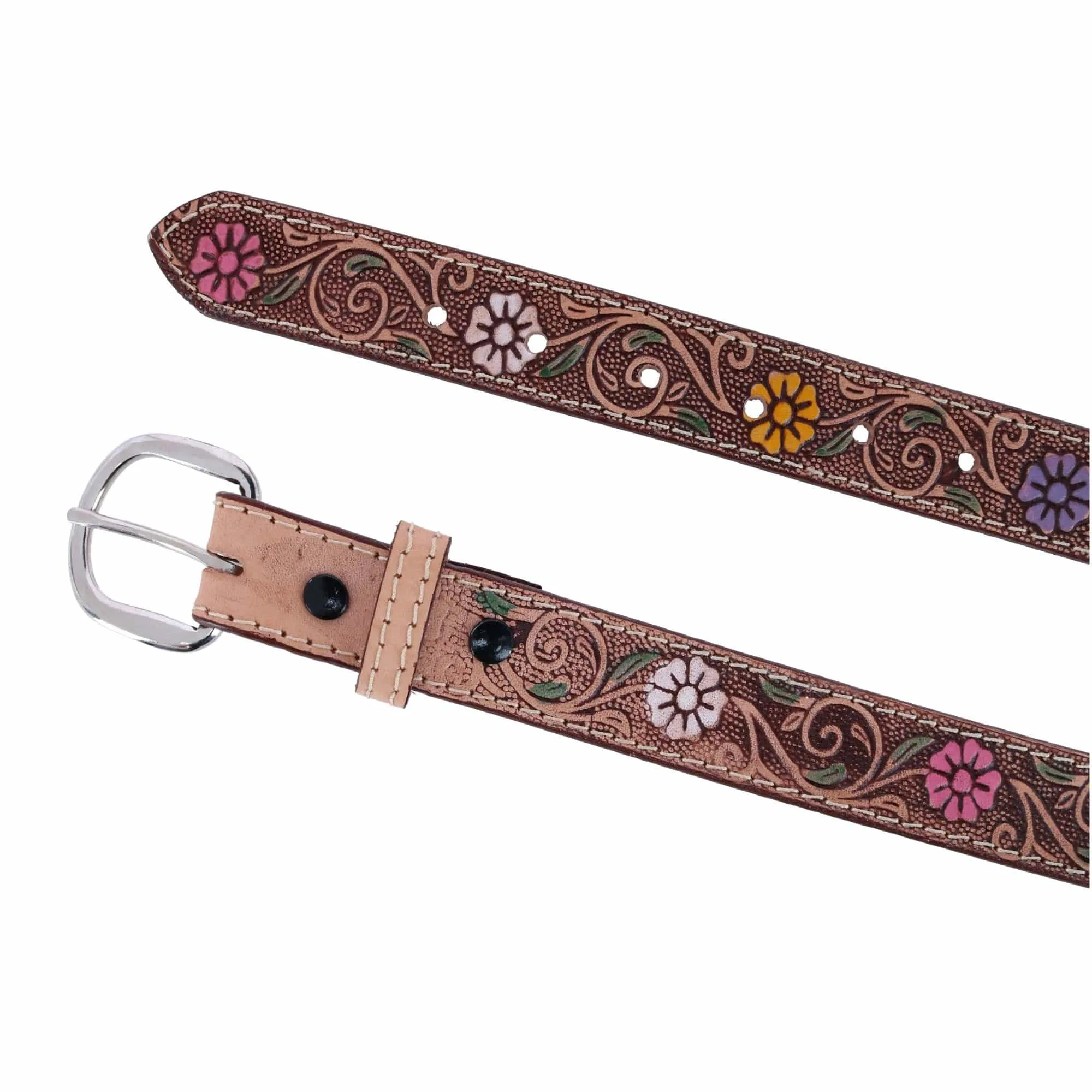 CTM® Girls Floral Embossed Belt