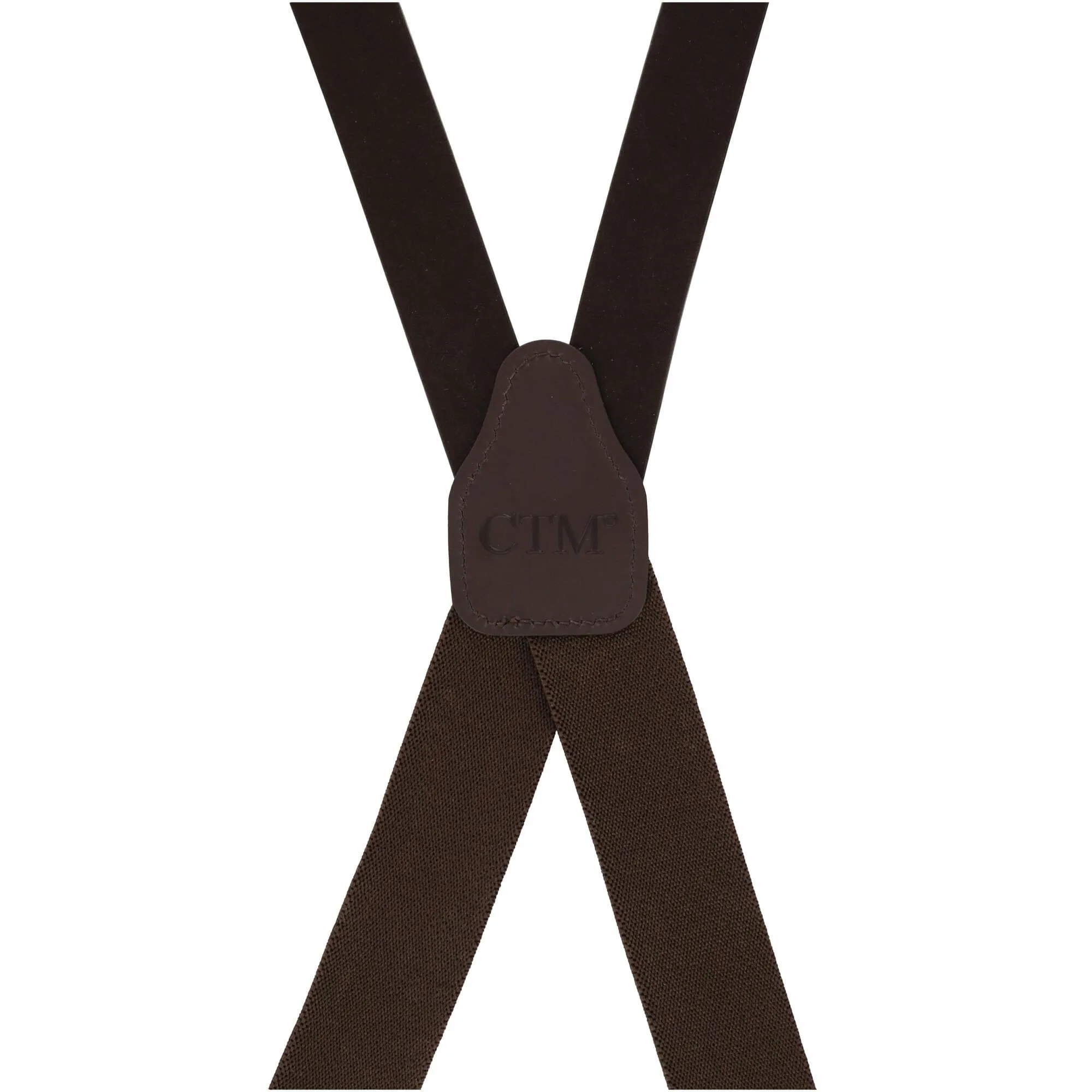 CTM® Men's Big & Tall Smooth Coated Leather Suspenders with Metal Swivel Hook End