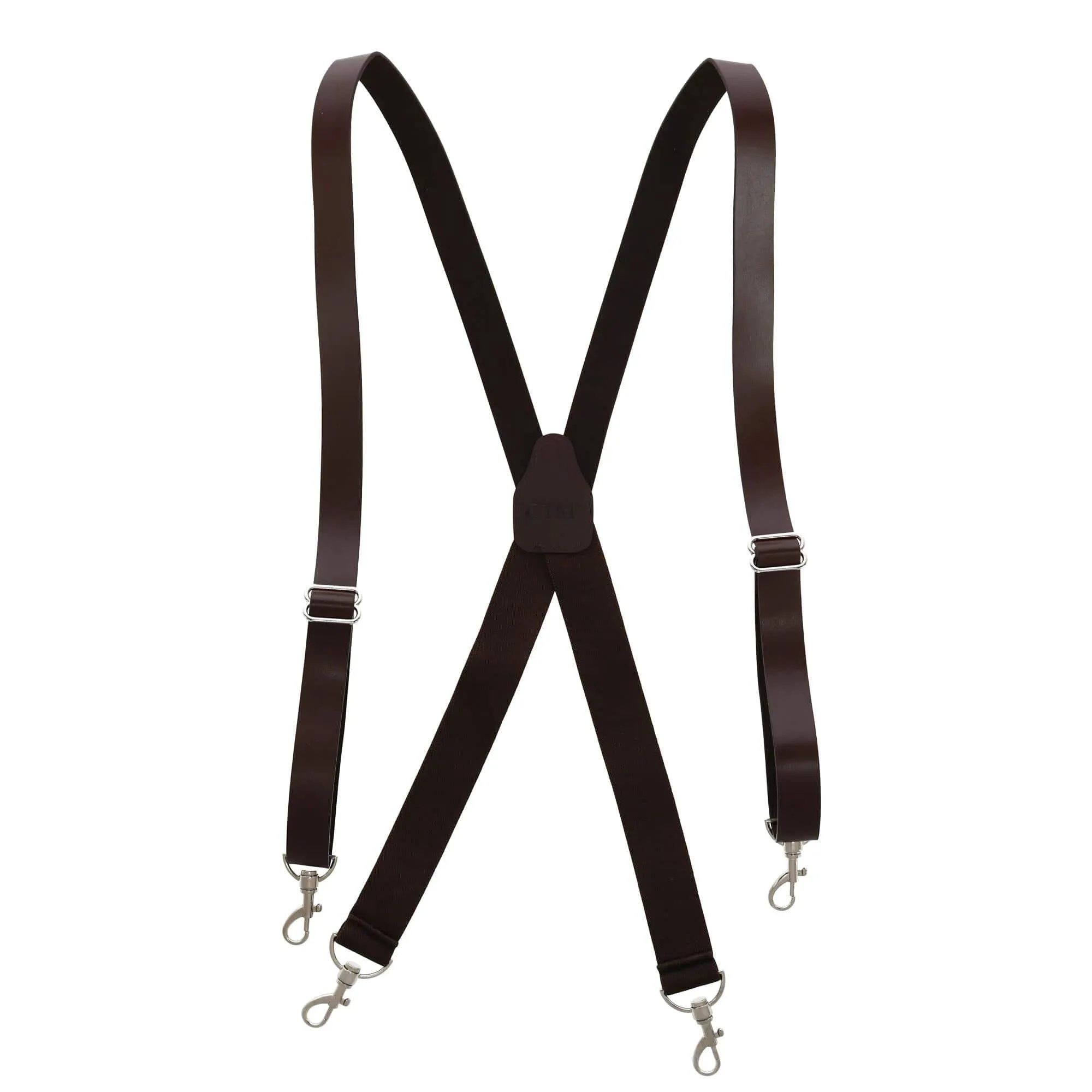 CTM® Men's Big & Tall Smooth Coated Leather Suspenders with Metal Swivel Hook End