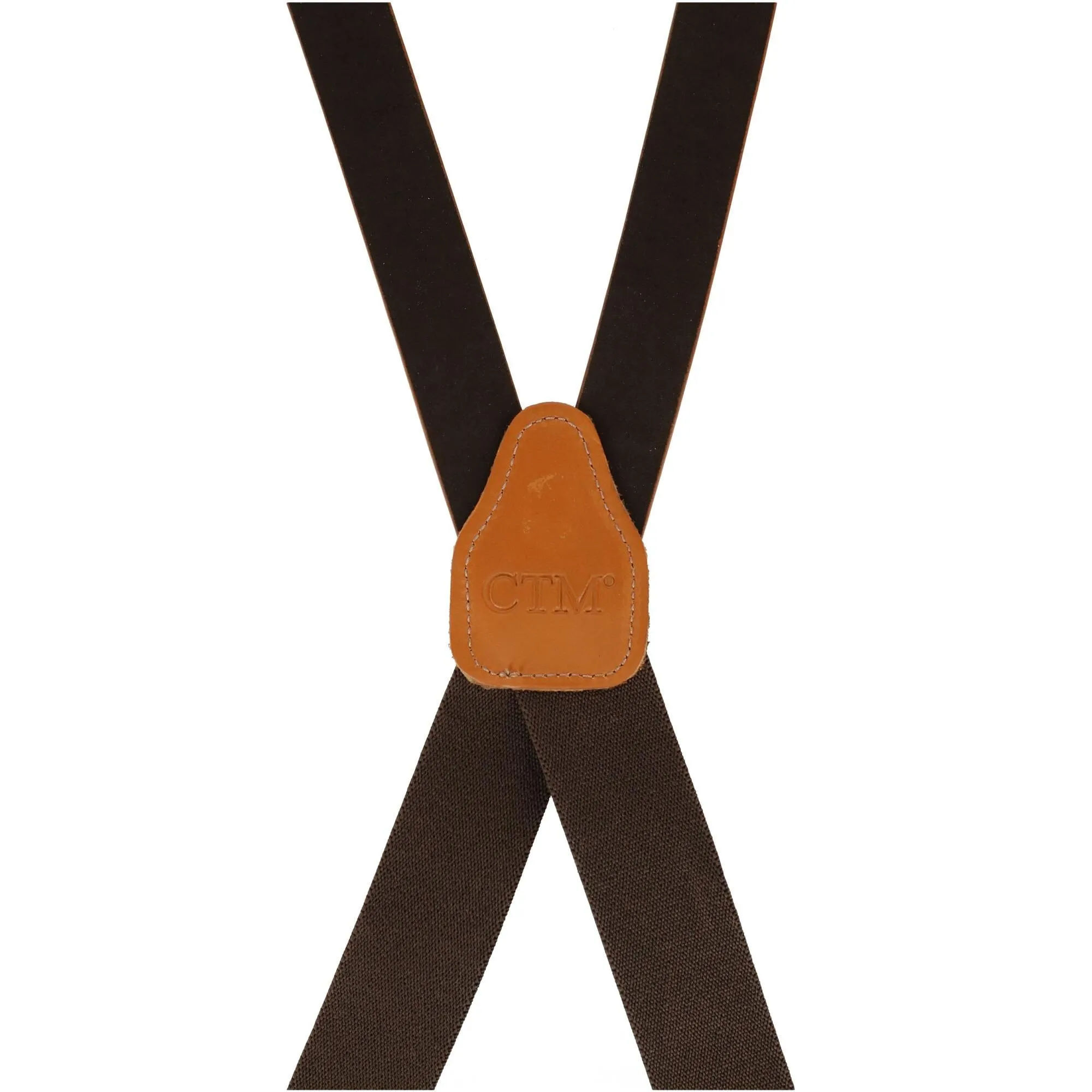 CTM® Men's Big & Tall Smooth Coated Leather Suspenders with Metal Swivel Hook End