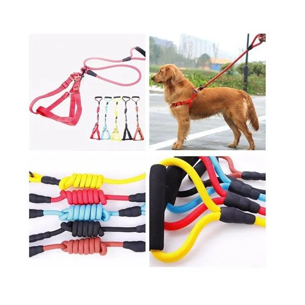 Dog Chest Back Leash Set Adjustable Chest Back Traction Rope Pet Nylon Durable Outdoor Walking Rope Chain Belt Strong Protection