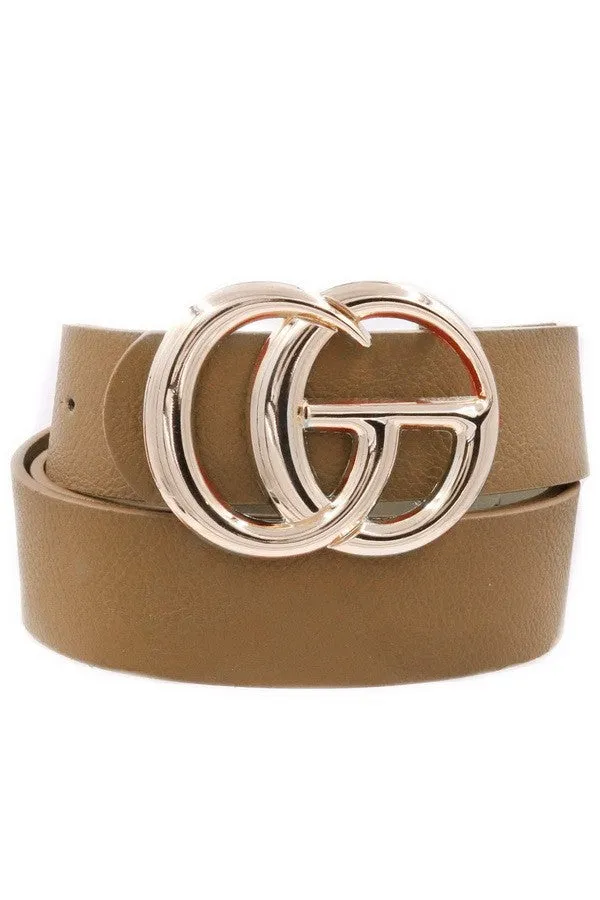 Double Metal Ring Faux Leather Belt