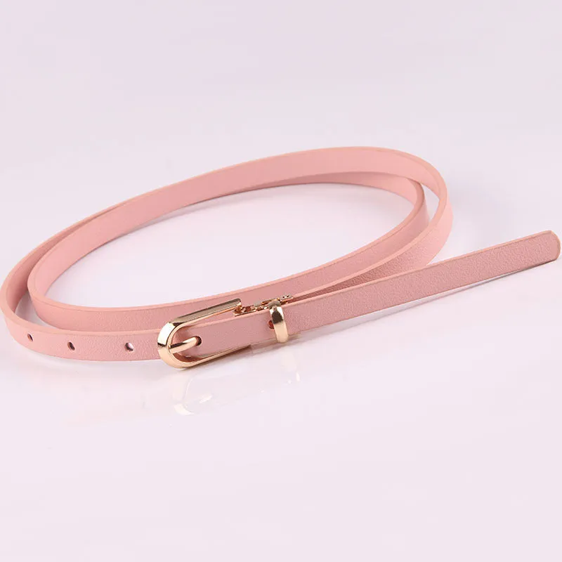 Dress with Sweater Thin Belt Women's All-Match Pin Buckle Pu Small Belt Korean Style Pant Belt