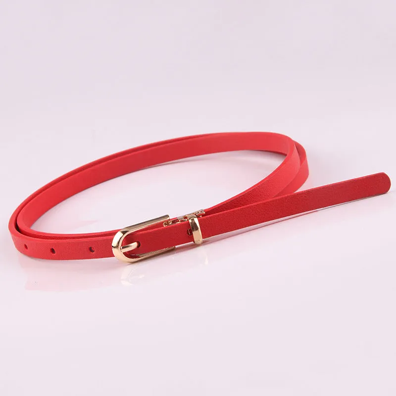 Dress with Sweater Thin Belt Women's All-Match Pin Buckle Pu Small Belt Korean Style Pant Belt