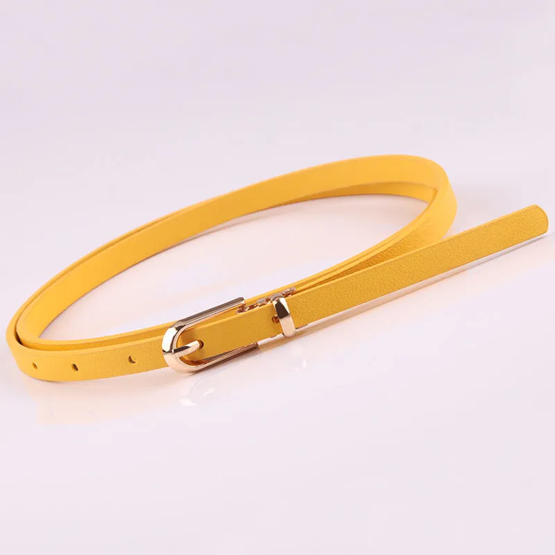 Dress with Sweater Thin Belt Women's All-Match Pin Buckle Pu Small Belt Korean Style Pant Belt