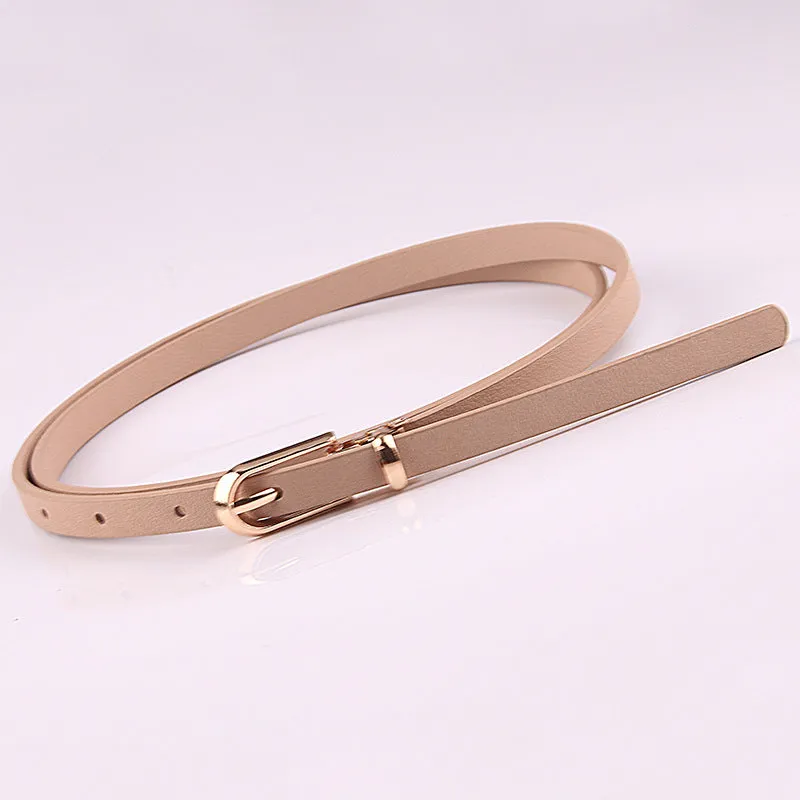 Dress with Sweater Thin Belt Women's All-Match Pin Buckle Pu Small Belt Korean Style Pant Belt