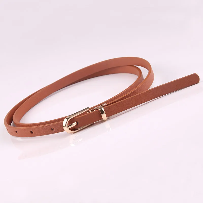 Dress with Sweater Thin Belt Women's All-Match Pin Buckle Pu Small Belt Korean Style Pant Belt