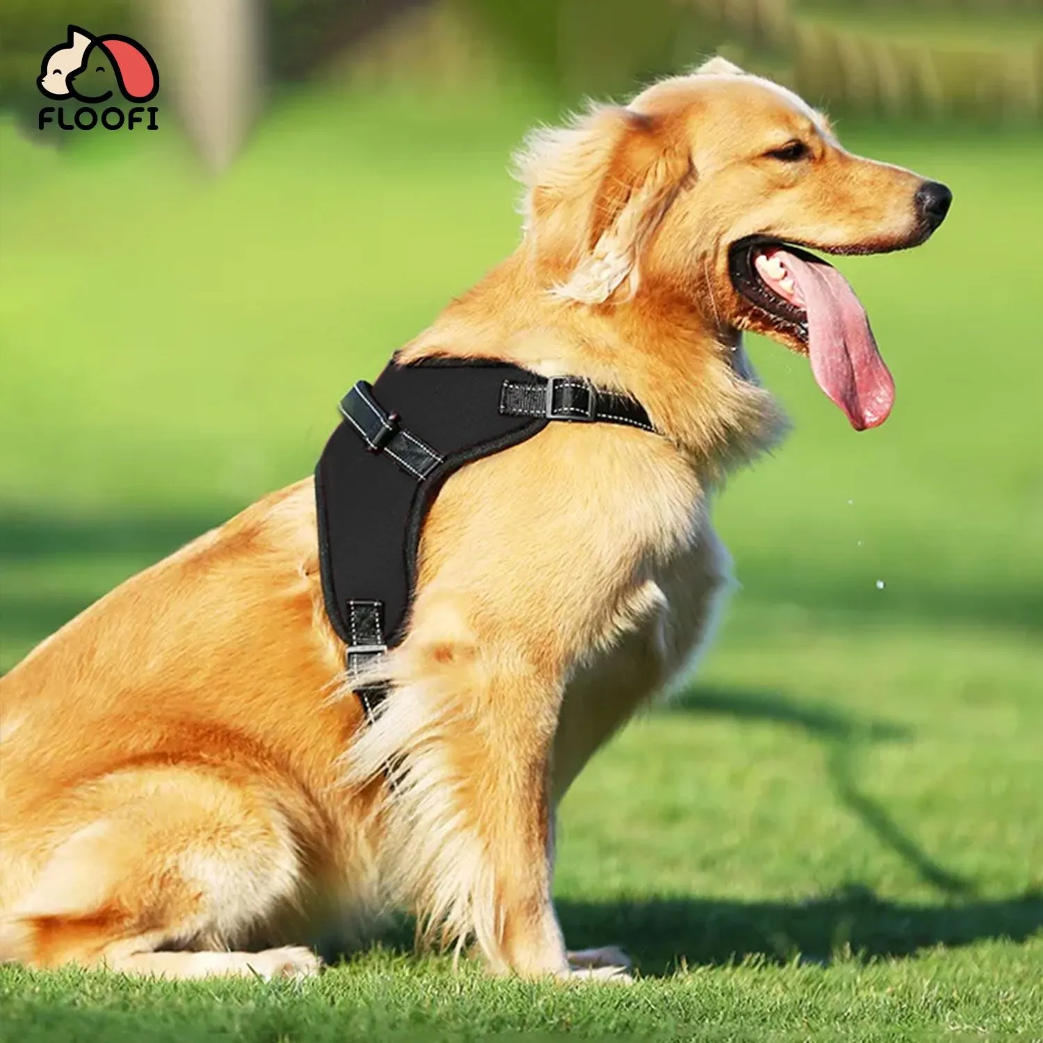 Durable XXL Dog Harness, Adjustable, Soft Texture, Black - FLOOFI