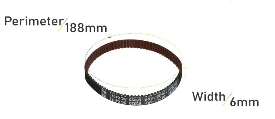 FUNCORE High Quality 3D Printer GT2 Width 6mm 188-2GT Timing Belt Loop GATES 188-GT2-6-RF Gear Synchronous Belt