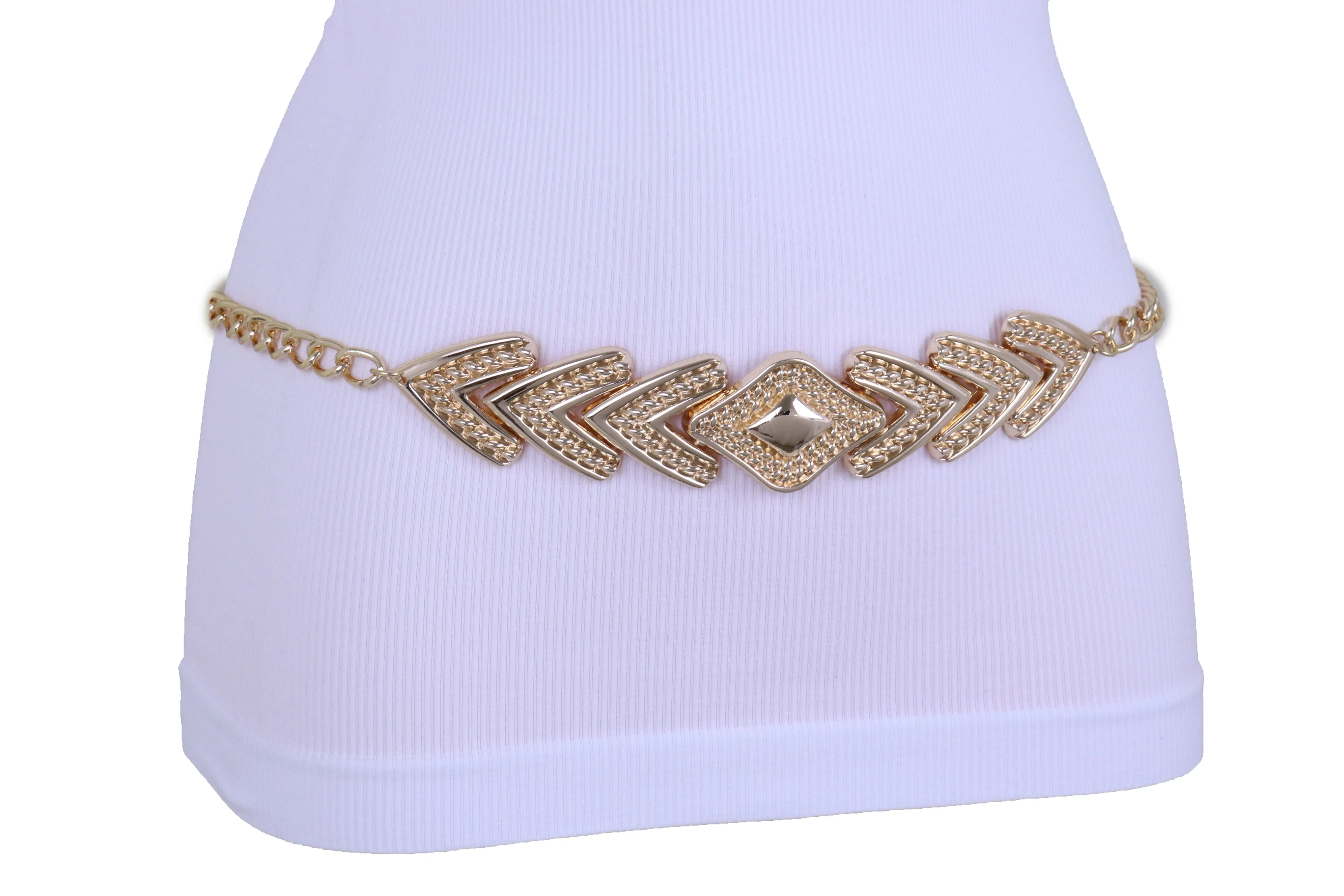 Geometric Arrowhead Metal Chain Belt