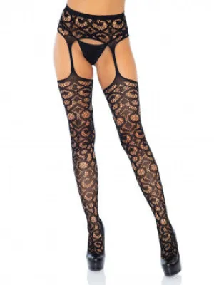 Gia Lace Garter Belt Stockings - O/S (Black)