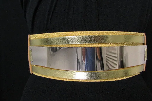 Gold Black Gold Silver Full Metal Gold Plate Wide Waist Chic Belt Fashion Regular & Plul Size