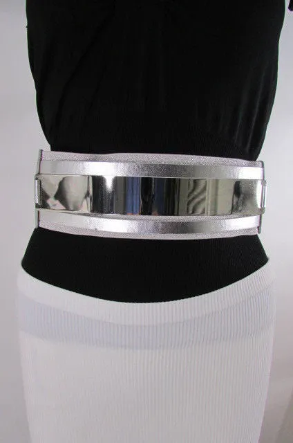 Gold Black Gold Silver Full Metal Gold Plate Wide Waist Chic Belt Fashion Regular & Plul Size