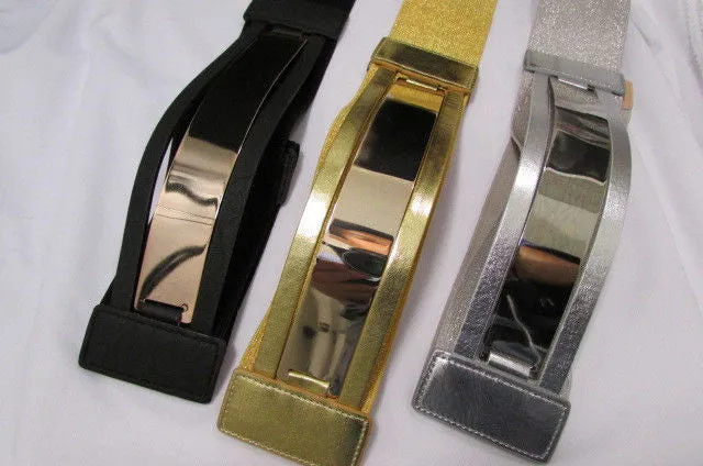 Gold Black Gold Silver Full Metal Gold Plate Wide Waist Chic Belt Fashion Regular & Plul Size